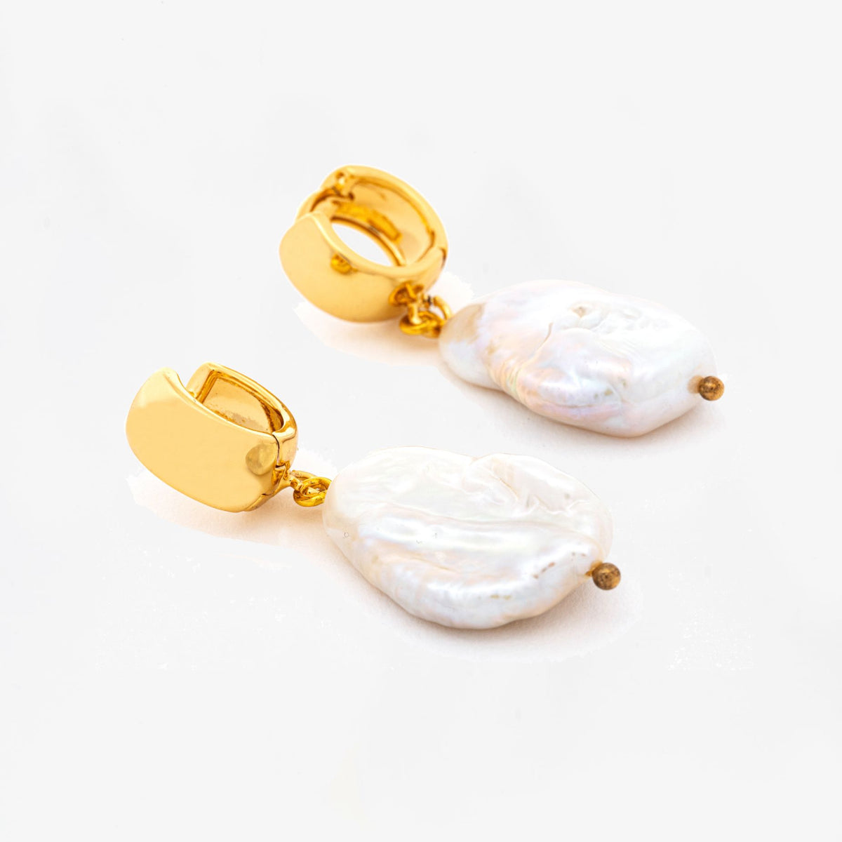 Shinju Gold Baroque Pearl Earrings 18K Gold Plated by Uchi & Soto Jewellery