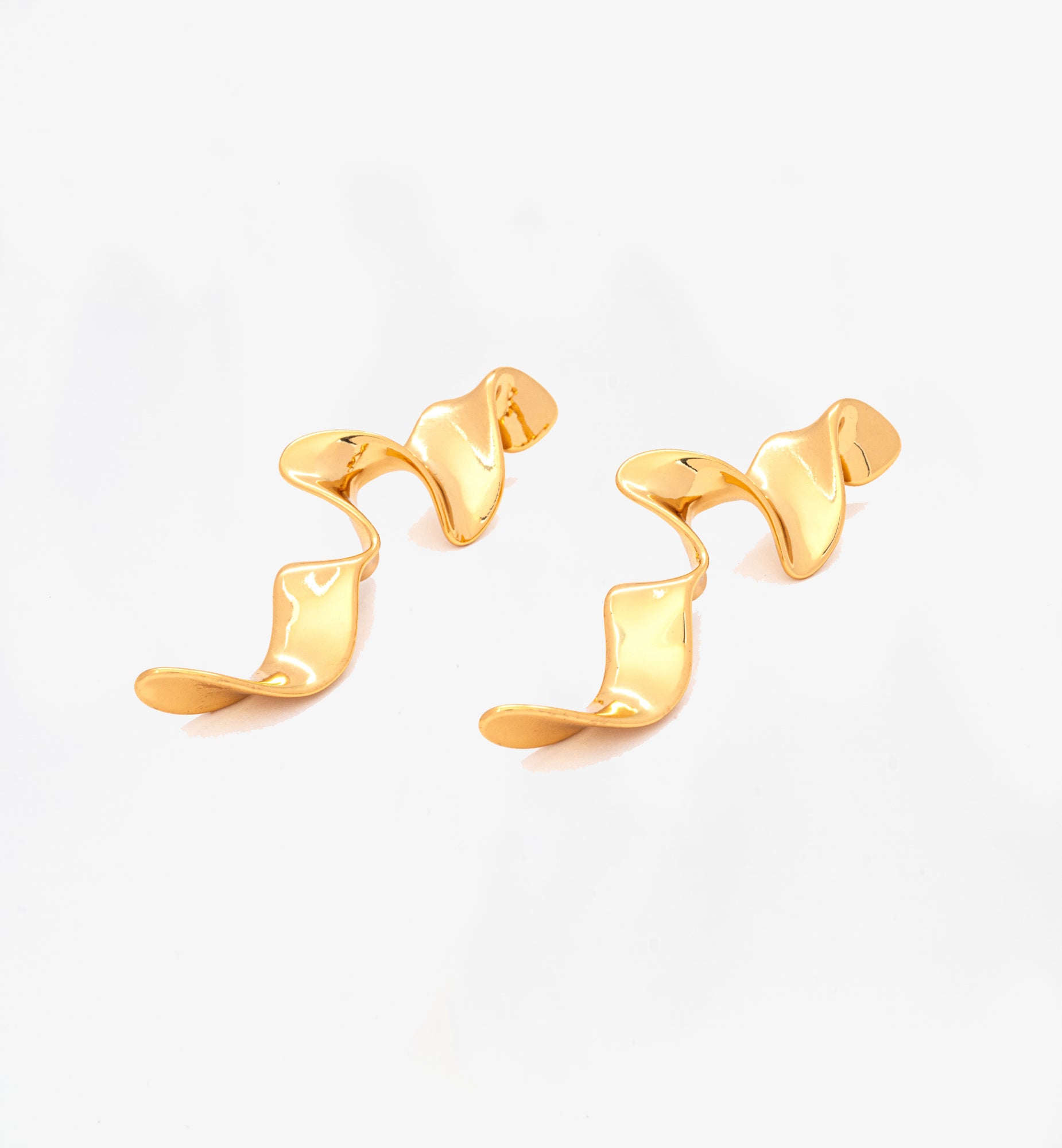 Nami Gold Long Wave Earrings 18K Gold Plated 18K Gold Plated by Uchi & Soto Jewellery