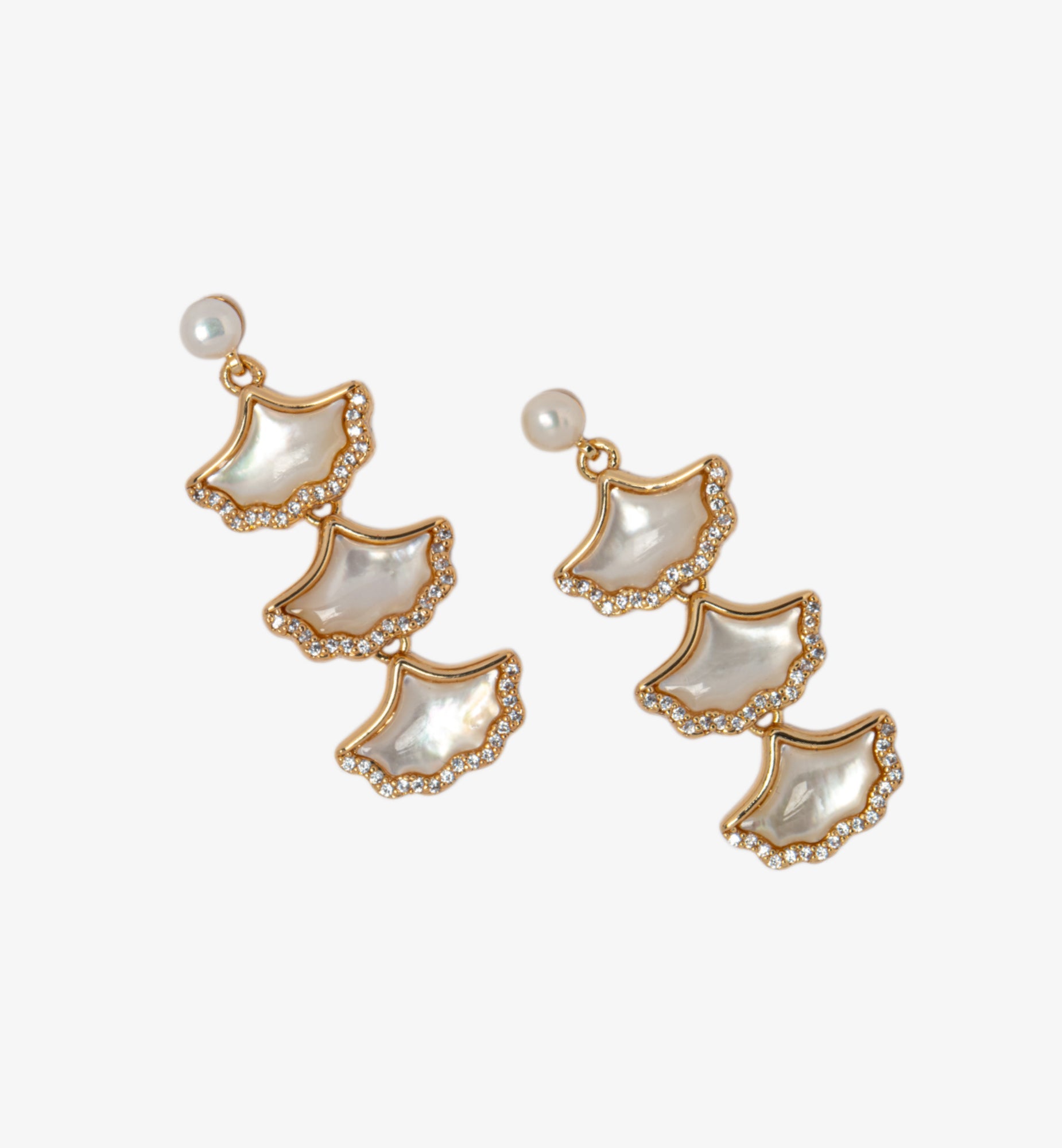 Gingko Gold Shell Earrings + Necklace