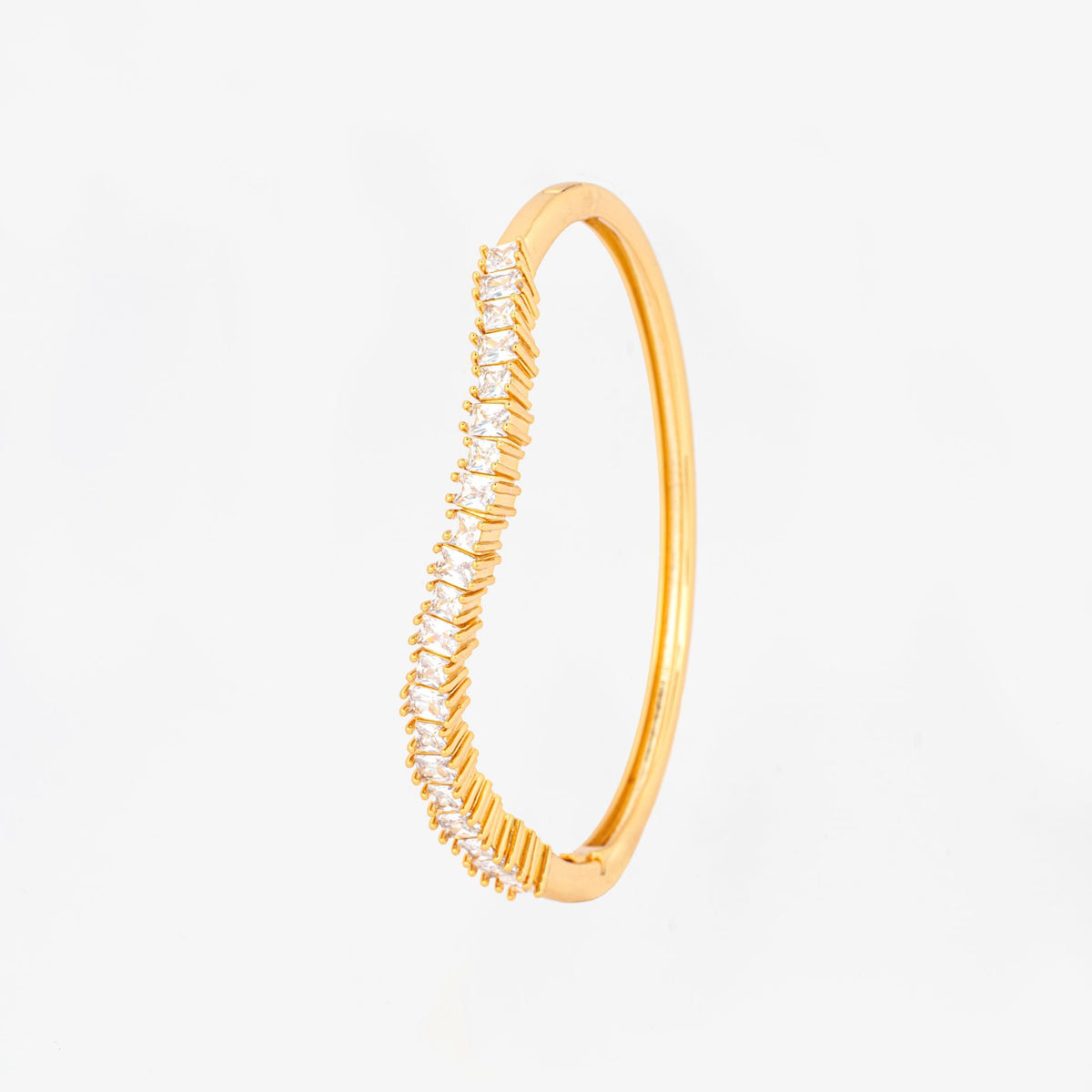 Nami Gold Stone Wave Bangle 18K Gold Plated Cz Rhinestones 18K Gold Plated by Uchi & Soto Jewellery