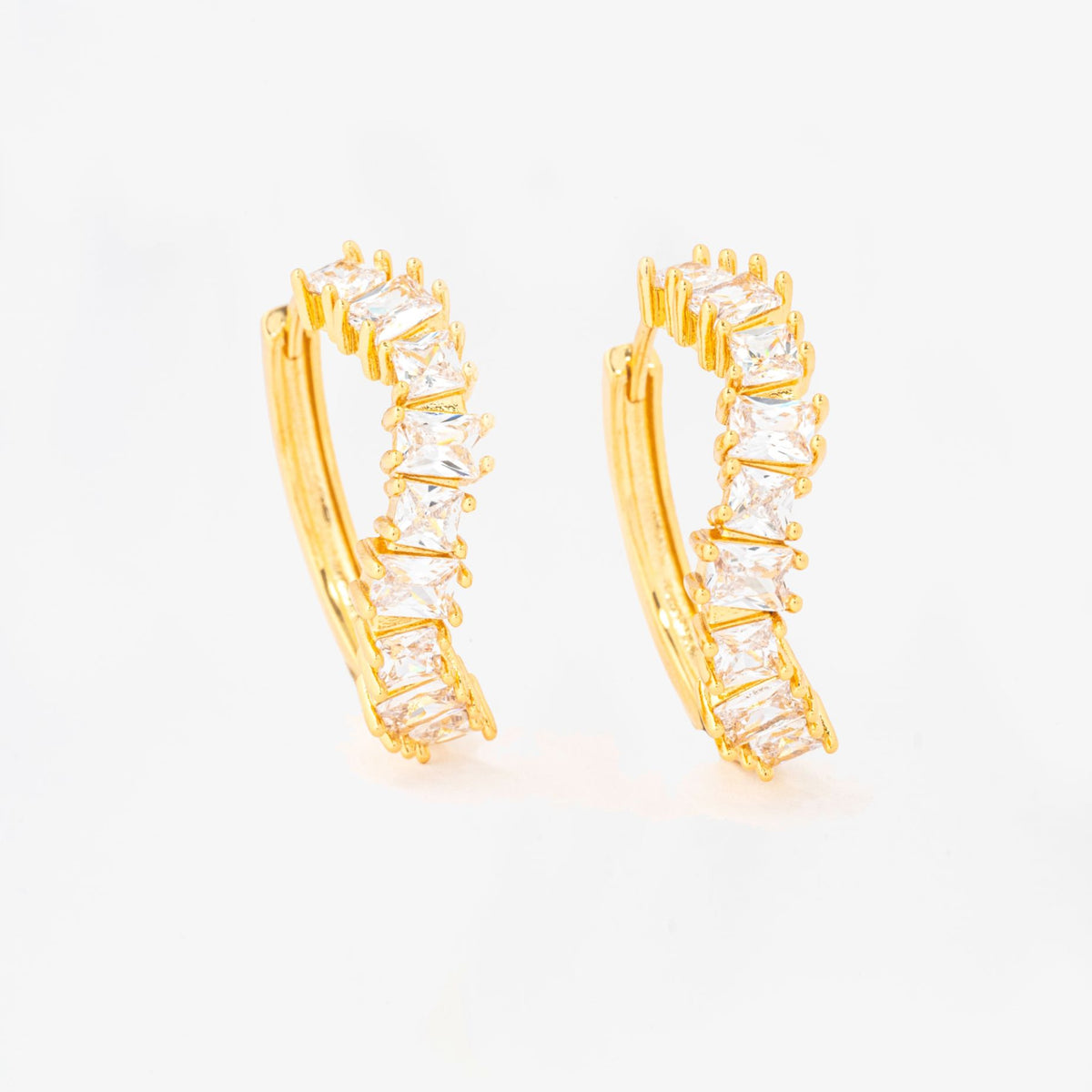 Nami Gold Stone Wave Earrings 18K Gold Plated Cz Rhinestone 18K Gold Plated by Uchi & Soto Jewellery