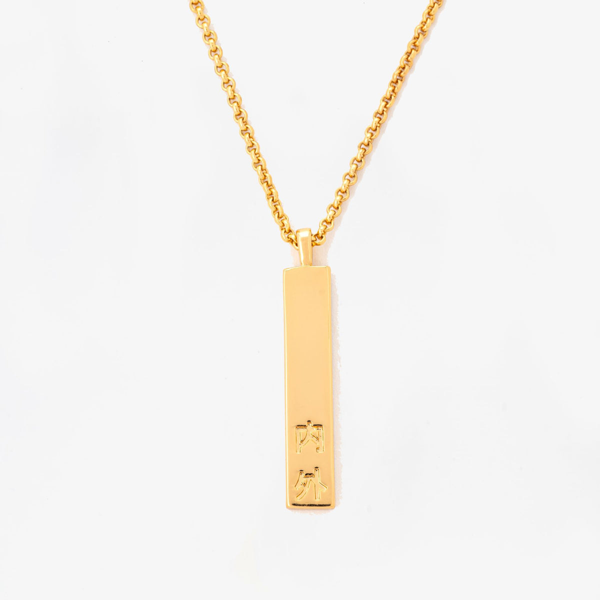 Kin Gold Uchi and Soto Engraved Pendant 18K Gold Plated by Uchi & Soto Jewellery