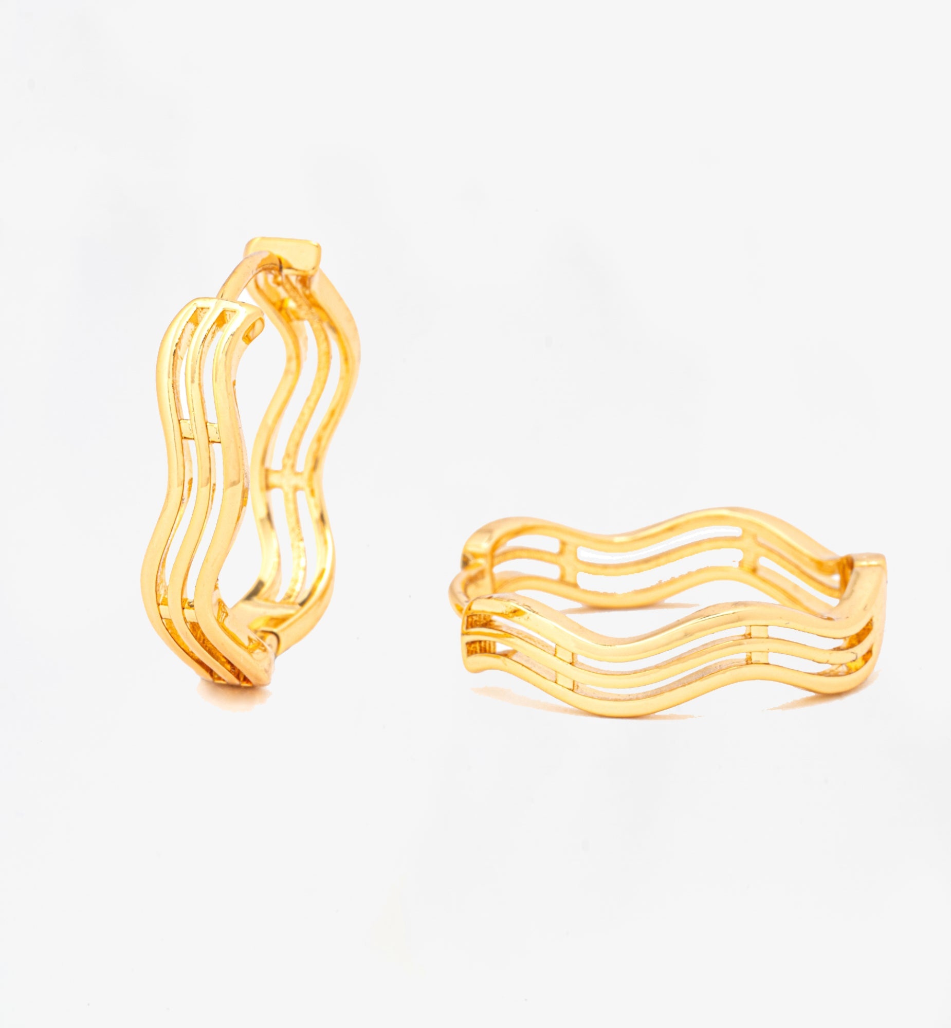 Nami Gold Wave Earrings + Bangle