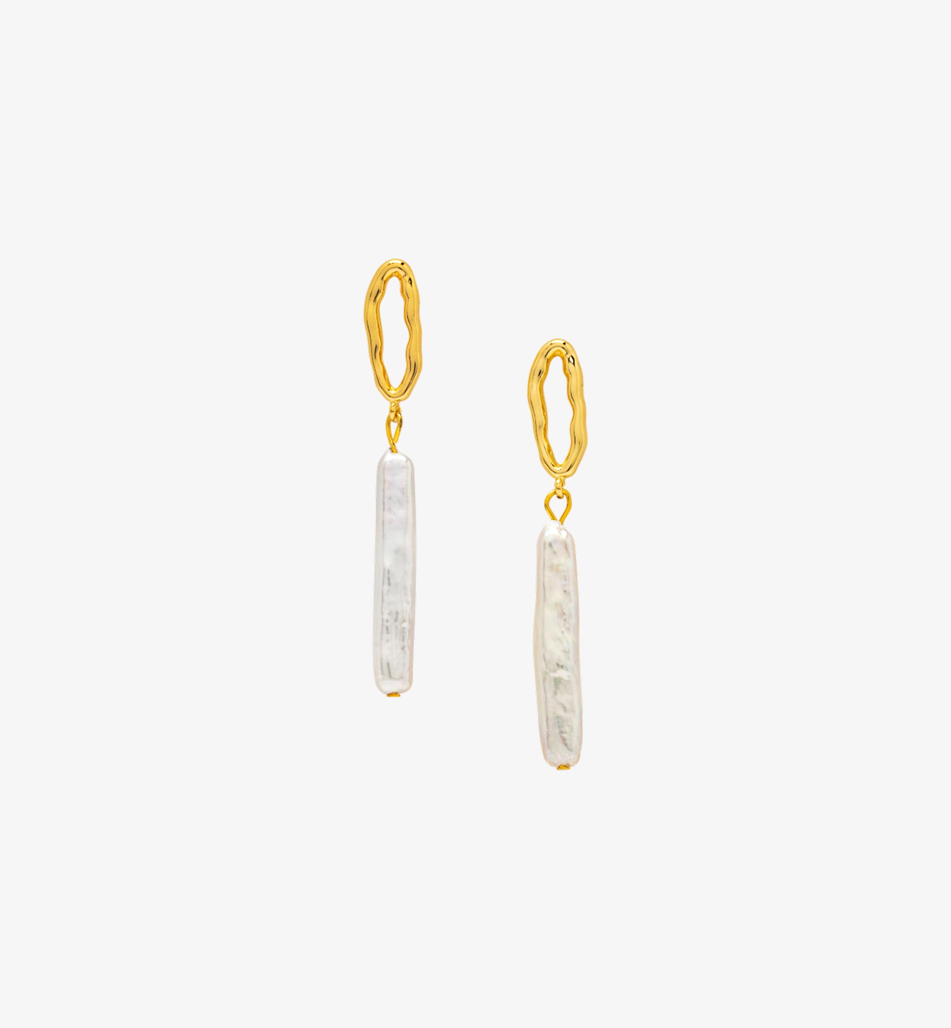 Shinju Gold Pearl Drop Earrings 18K Gold Plated by Uchi & Soto Jewellery