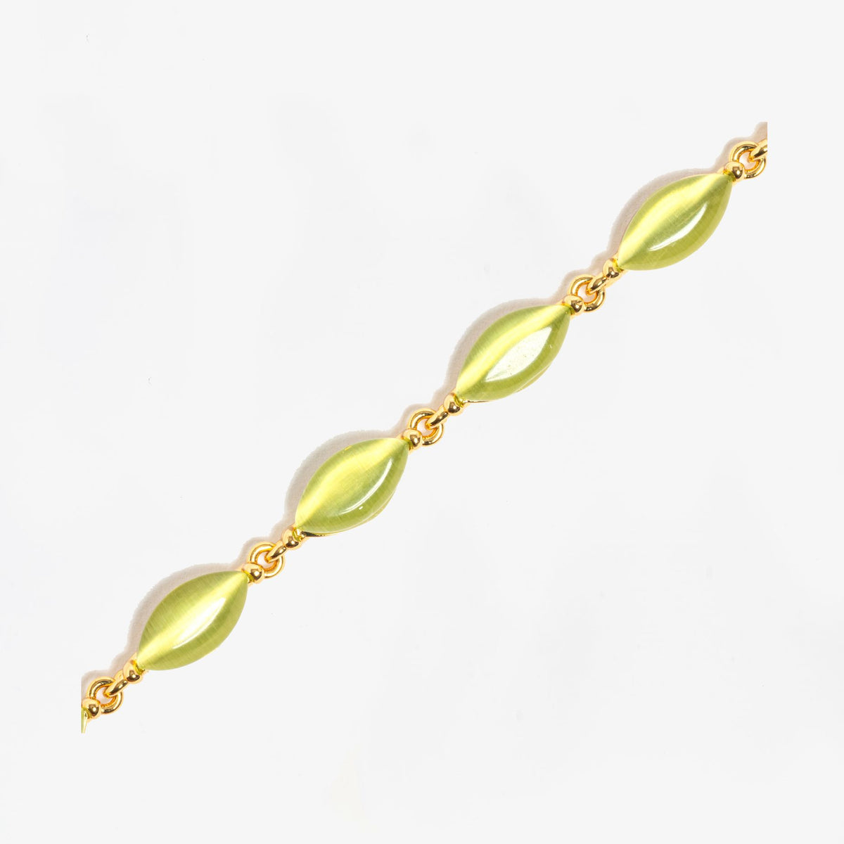 Nekomeishi Green Cats Eye Bracelet 18K Gold Plated Semi Precious Stone 18K Gold Plated by Uchi & Soto Jewellery