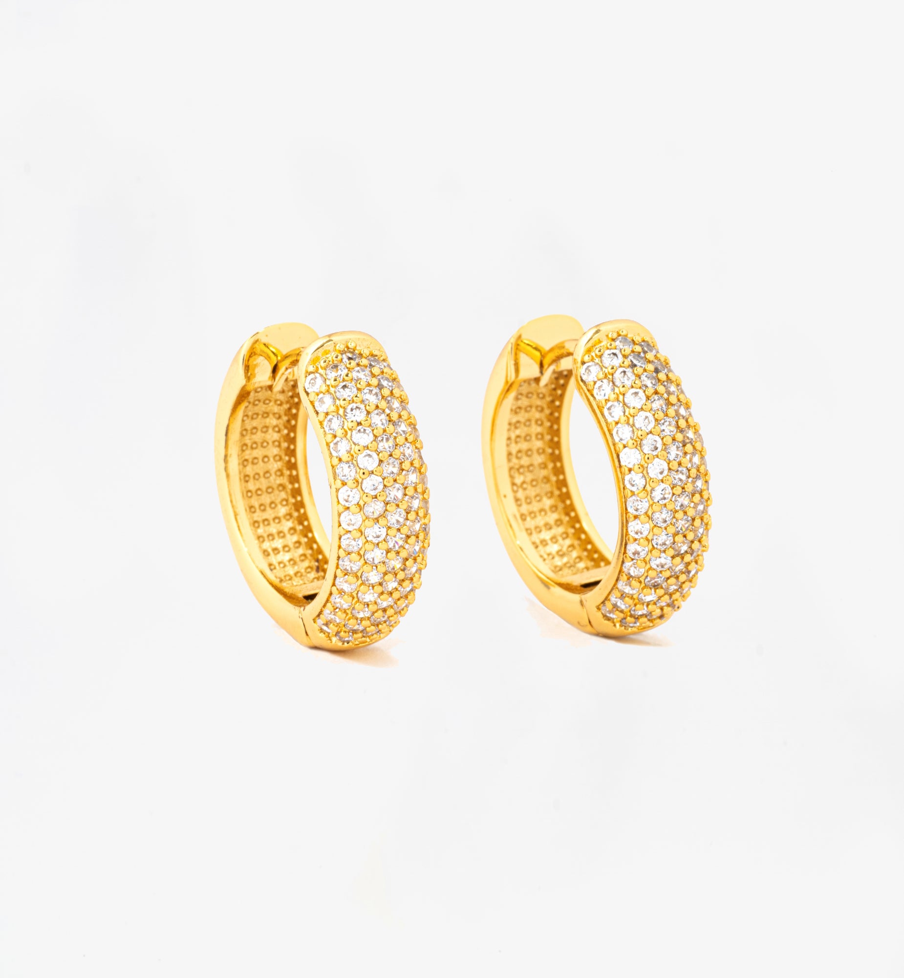 Kin Gold Pave Earrings 18K Gold Plated Cz Rhinestones 18K Gold Plated by Uchi & Soto Jewellery