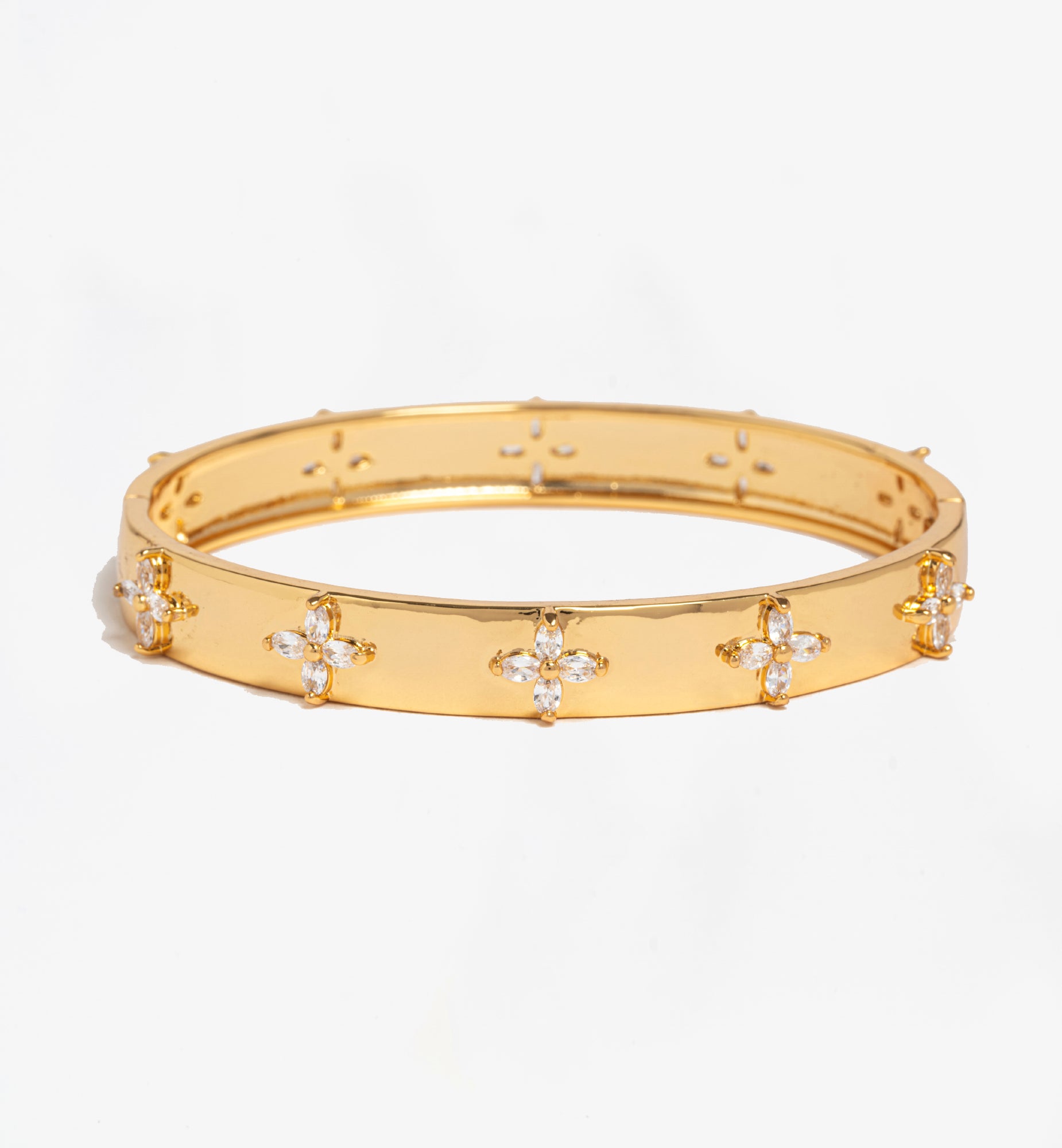 Kinmokusei Gold Bead Floral Bangle 18K Gold Plated by Uchi & Soto Jewellery