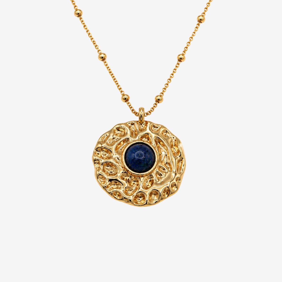 Kin Molten Gold and Navy Stone Pendant Necklace