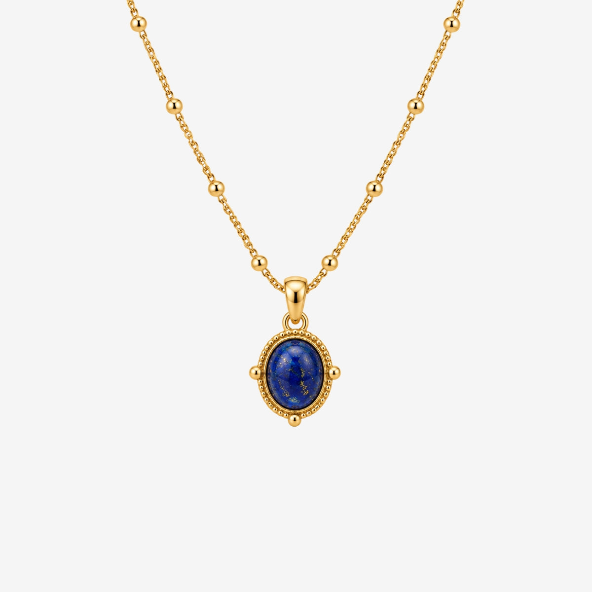 Enso Solid 925 Silver with 18K Gold Vermeil and Lapis Lazuli Stone Necklace