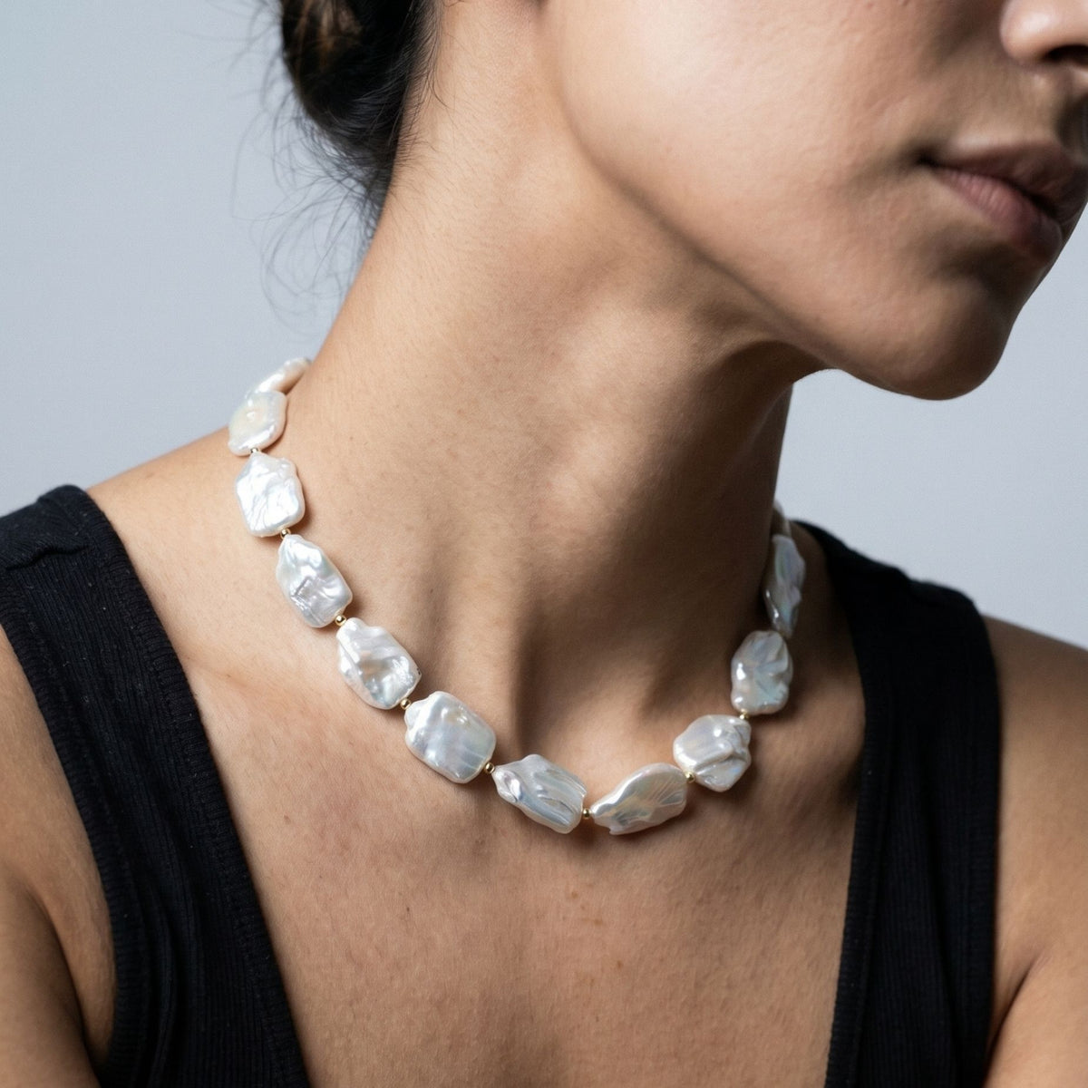Shinju Gold Baroque Pearl Necklace