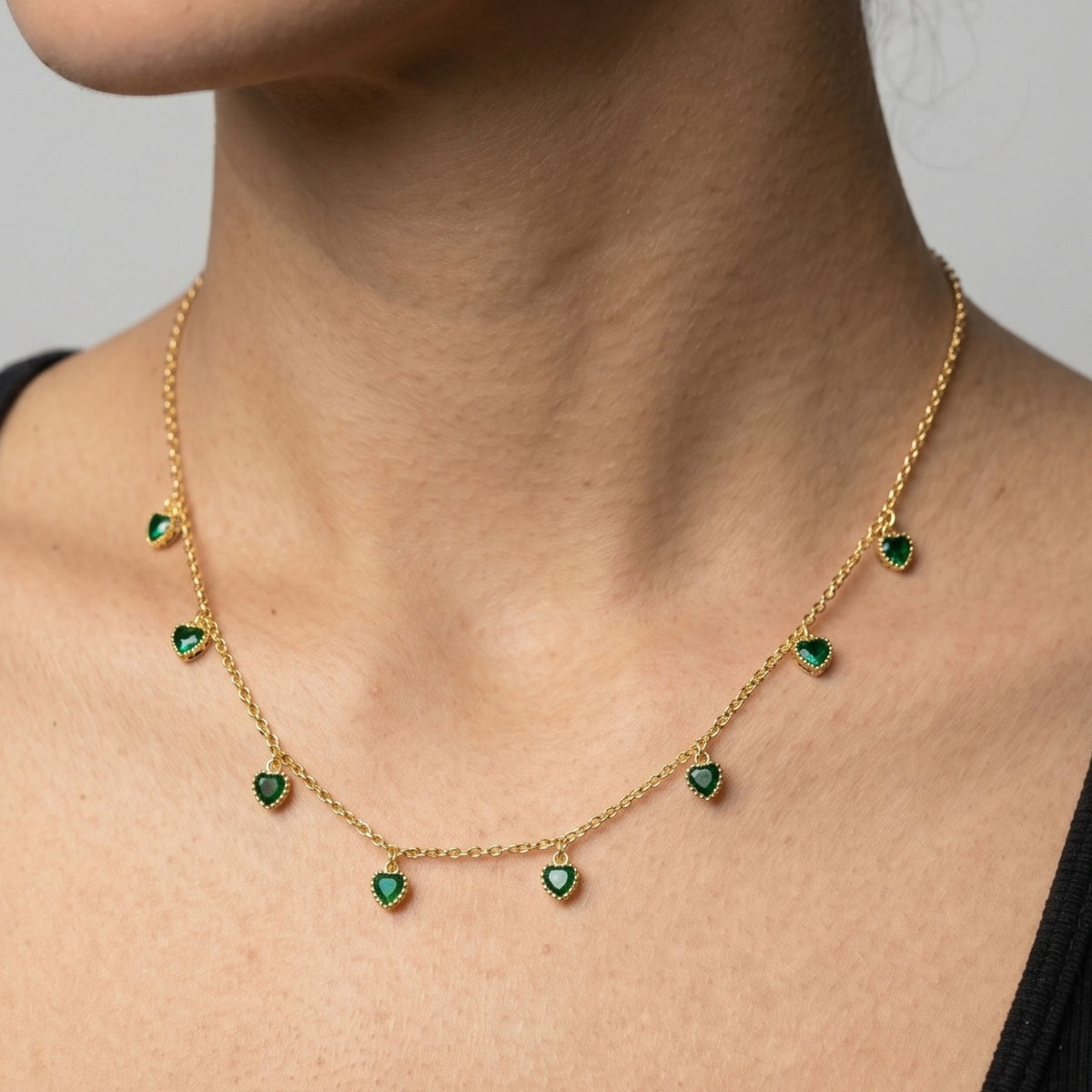 Kokoro Green Heart Gold Necklace