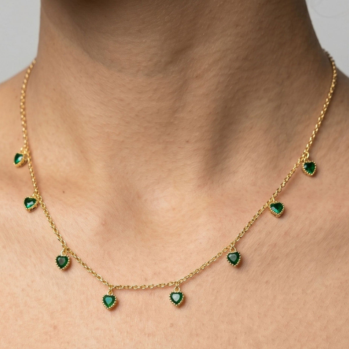 Kokoro Green Heart Gold Necklace