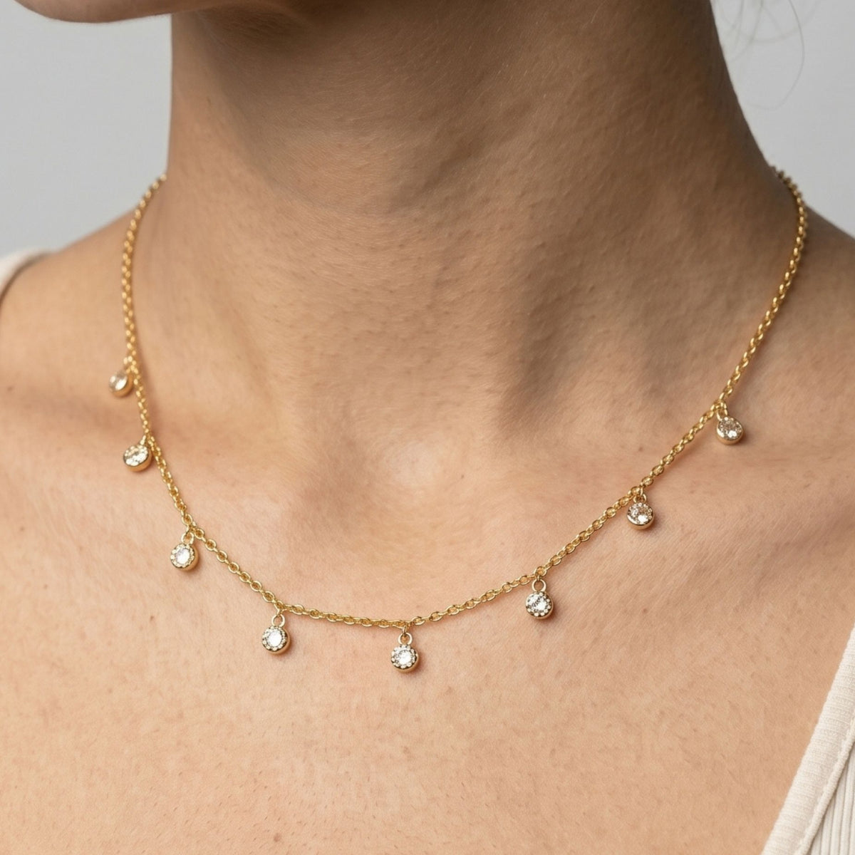 Enso Gold Circle Stone Necklace