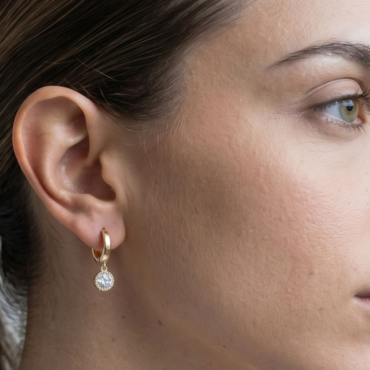 Enso Gold Circle Drop Hoop Earrings