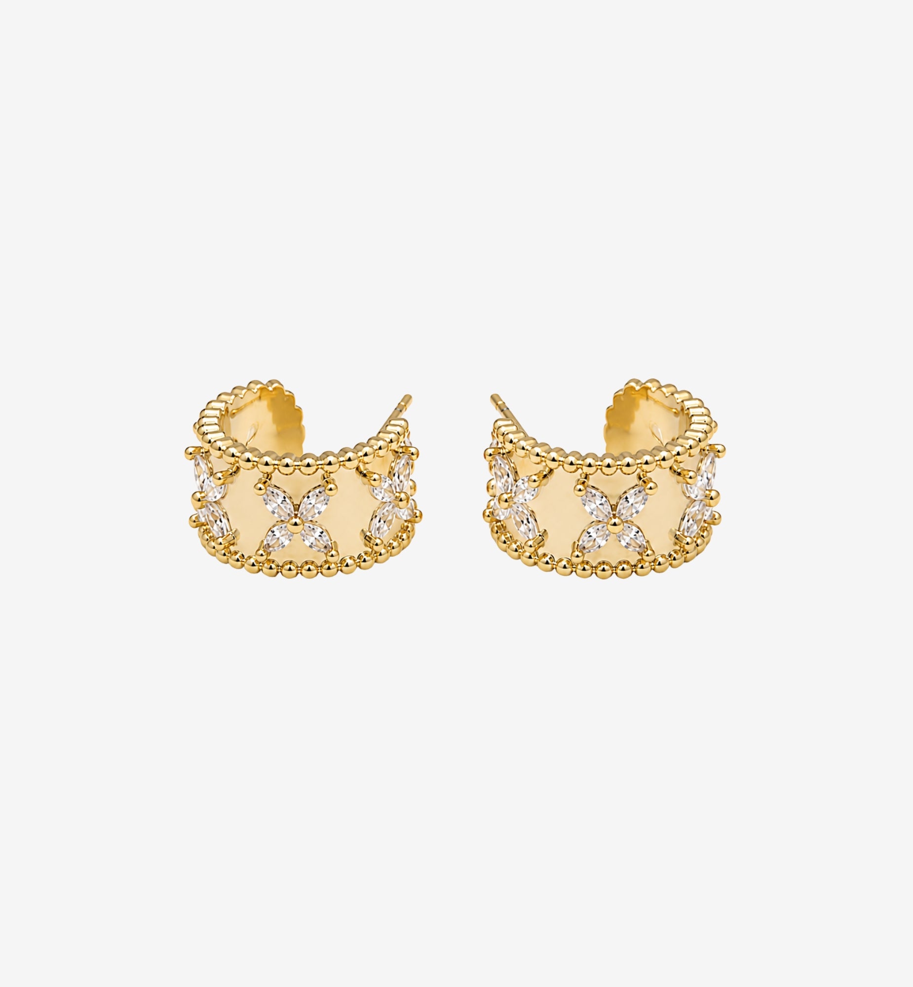 Kinmokusei Floral Beaded Hoop Earrings