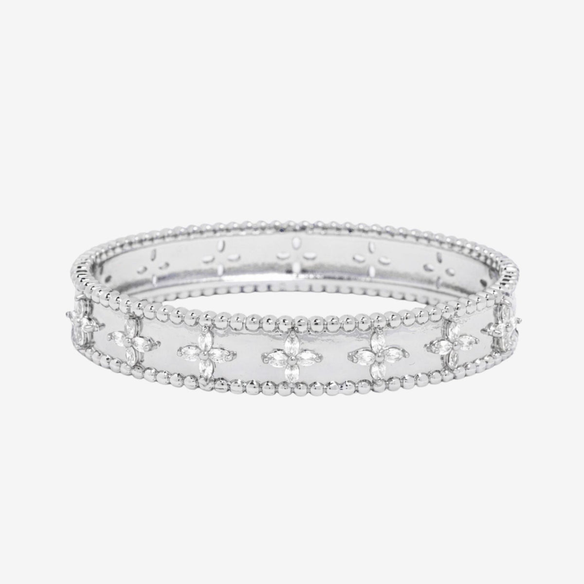 Kinmokusei Silver Bead Floral Bangle
