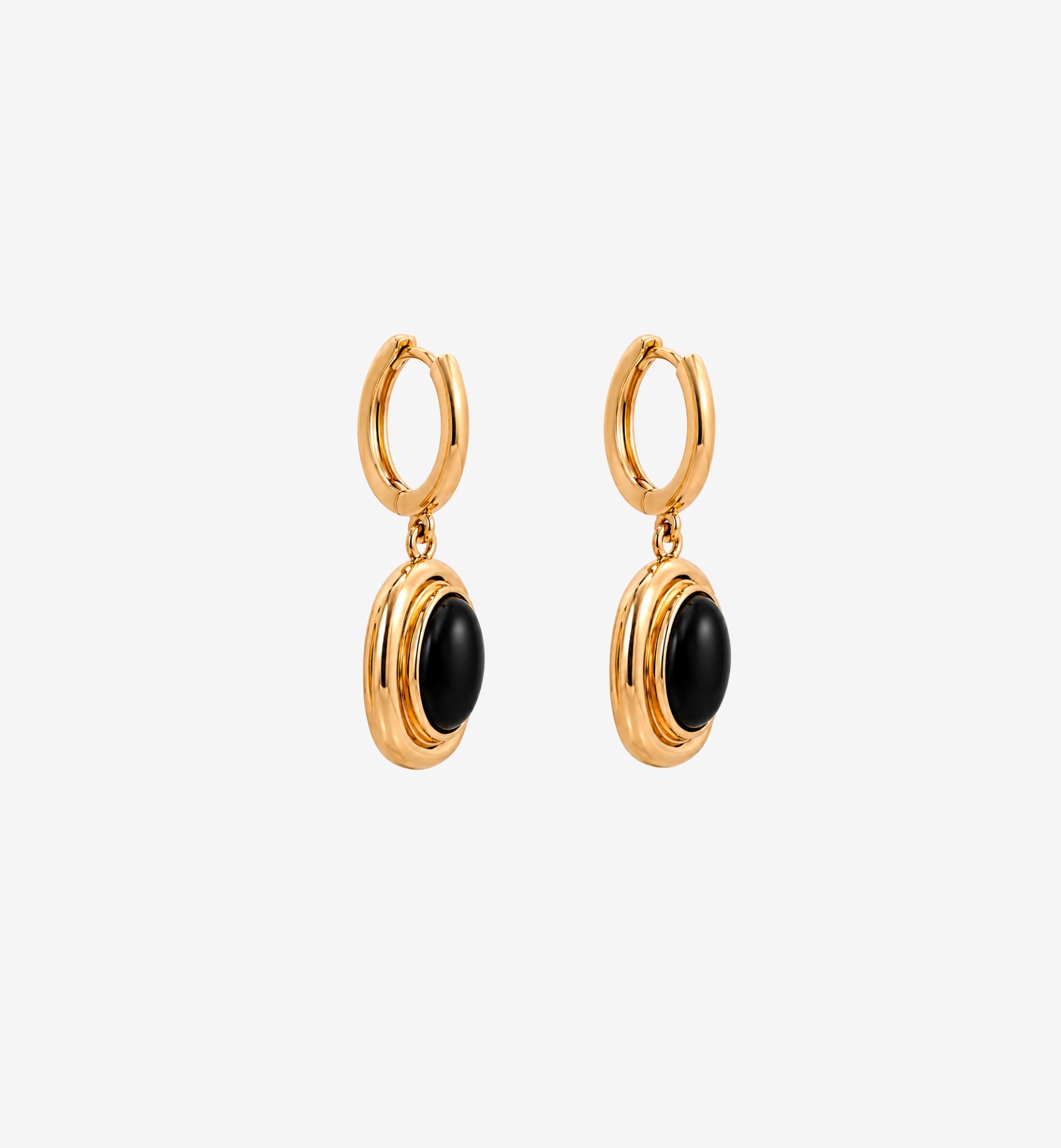 Enso Black Onyx and Molten Gold Drop Huggies