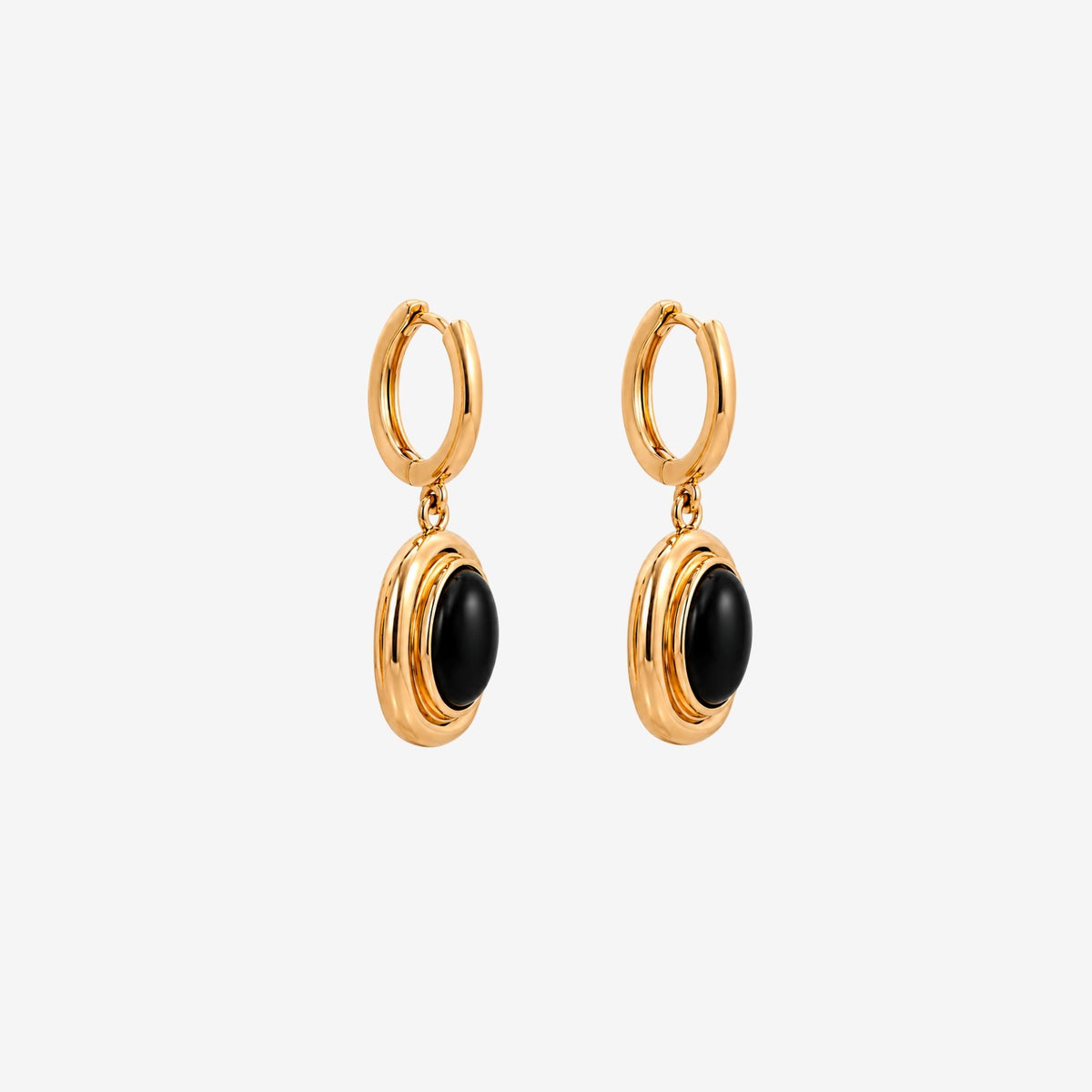 Enso Black Onyx and Molten Gold Drop Huggies