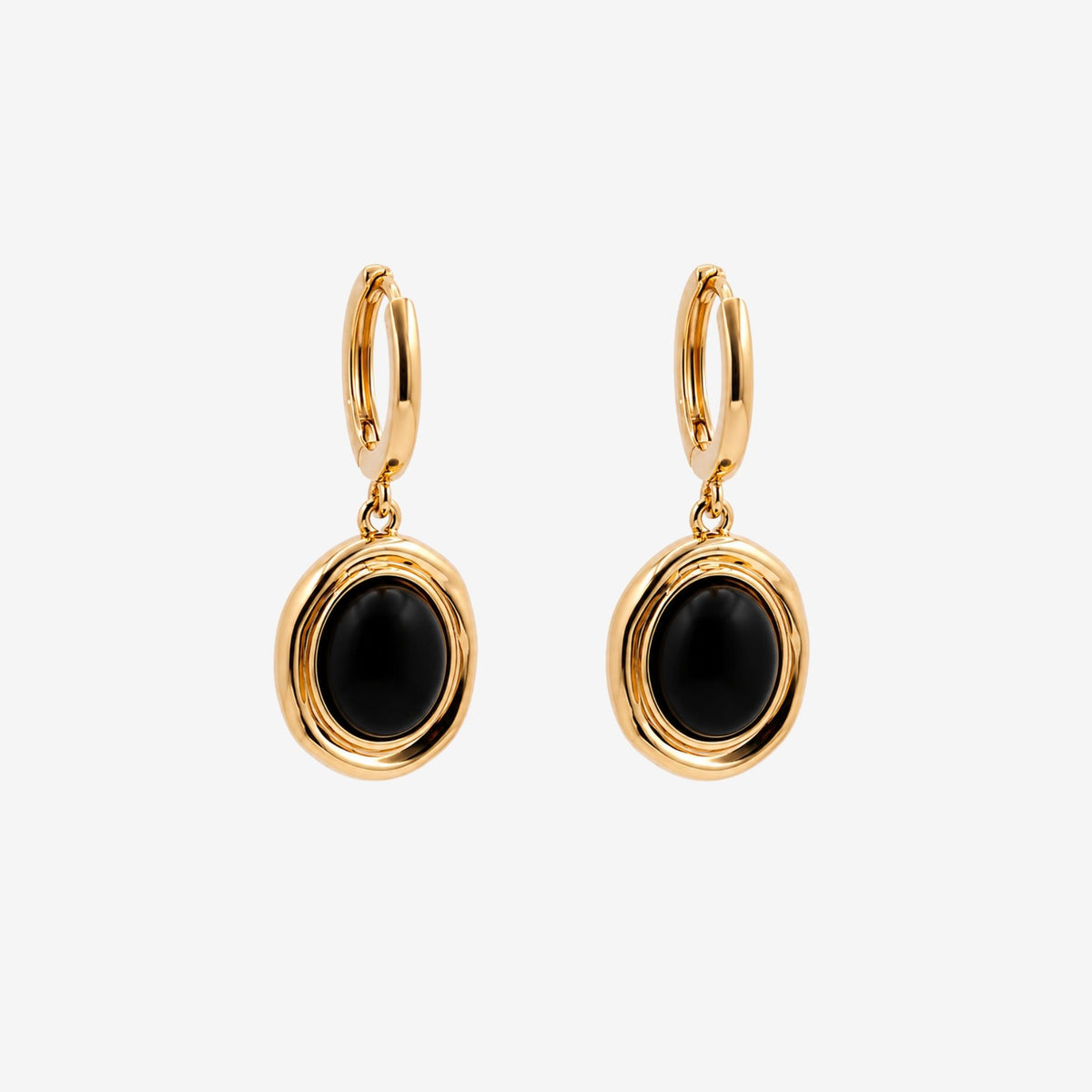 Enso Black Onyx and Molten Gold Drop Huggies