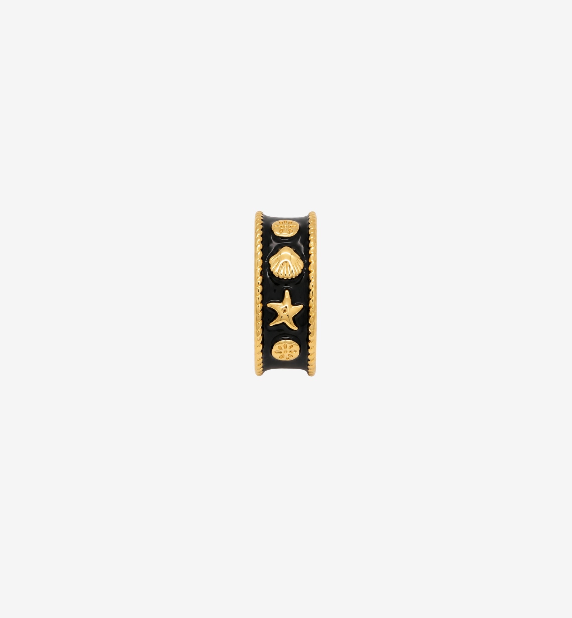 Kin Black and Gold Shell Ring