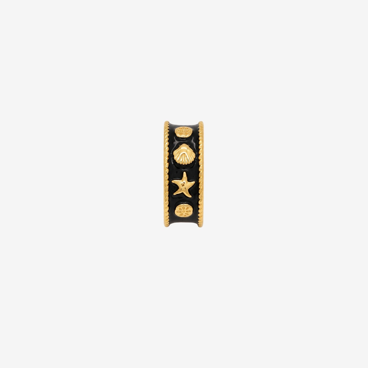Kin Black and Gold Shell Ring