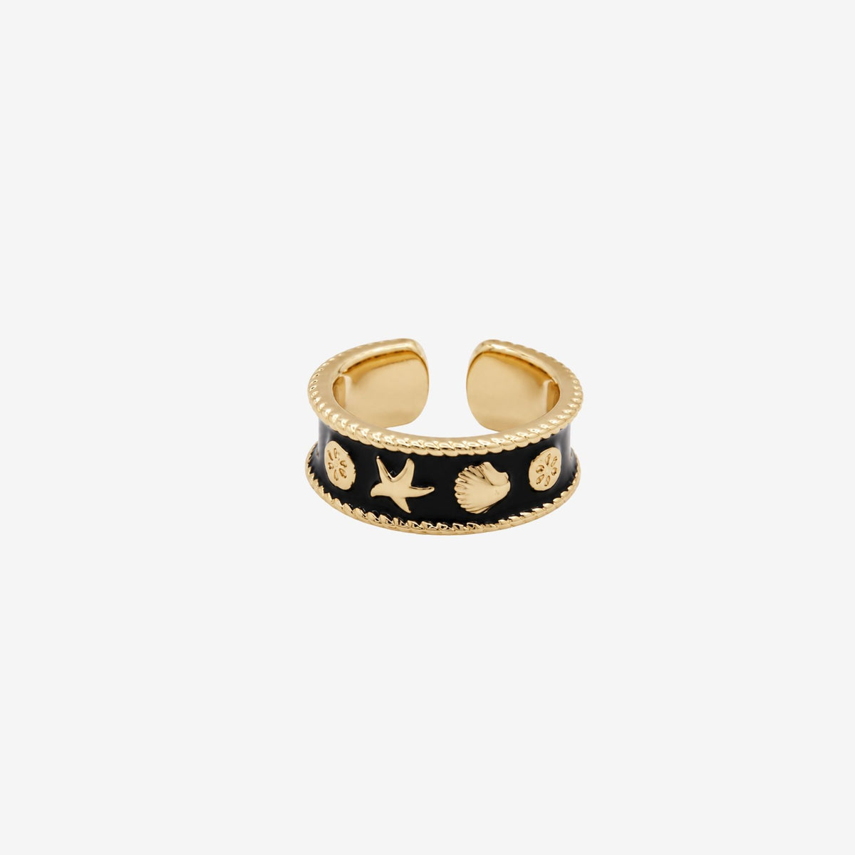 Kin Black and Gold Shell Ring