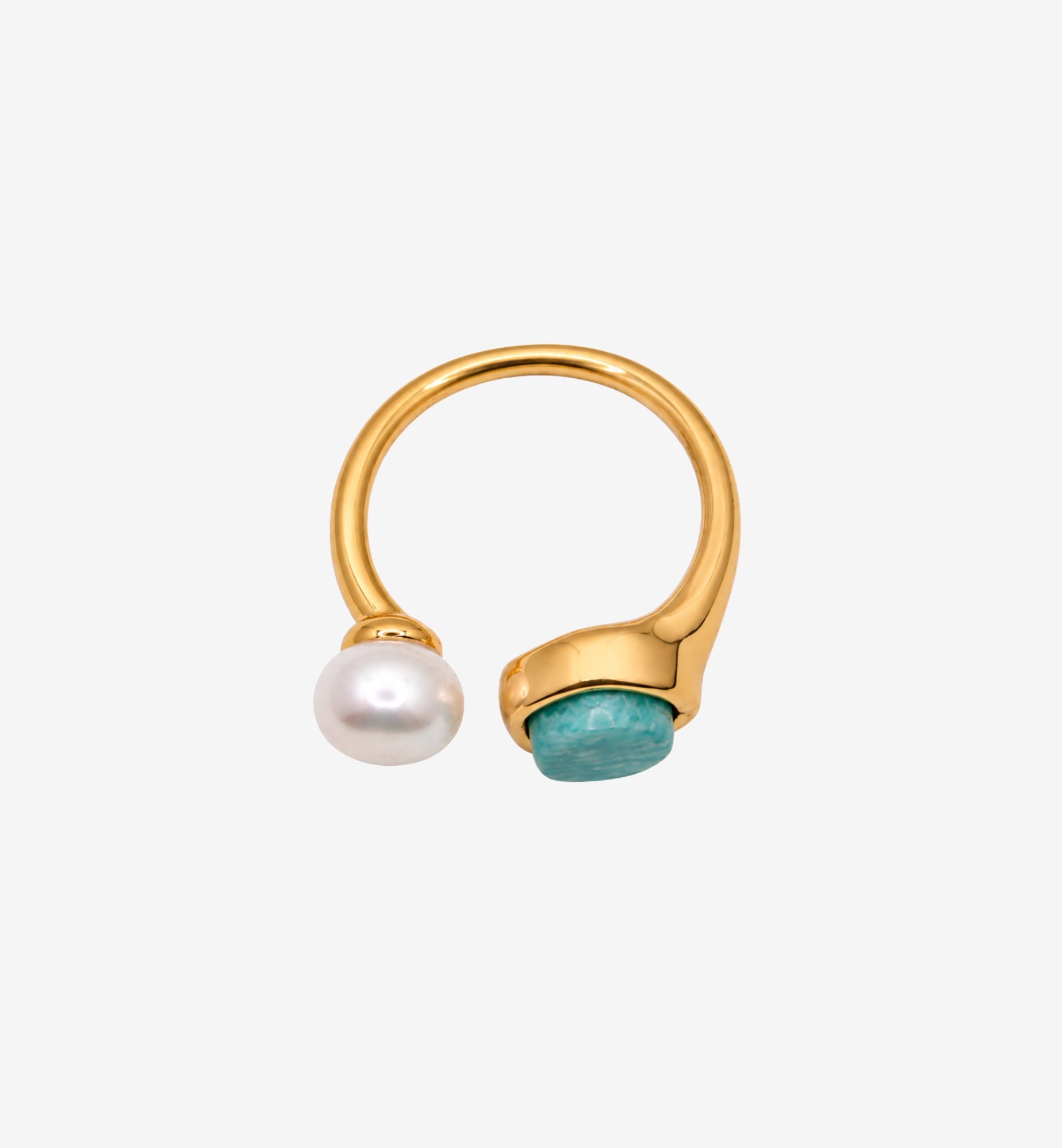 Shinju Pearl and Amazonite Stone Ring