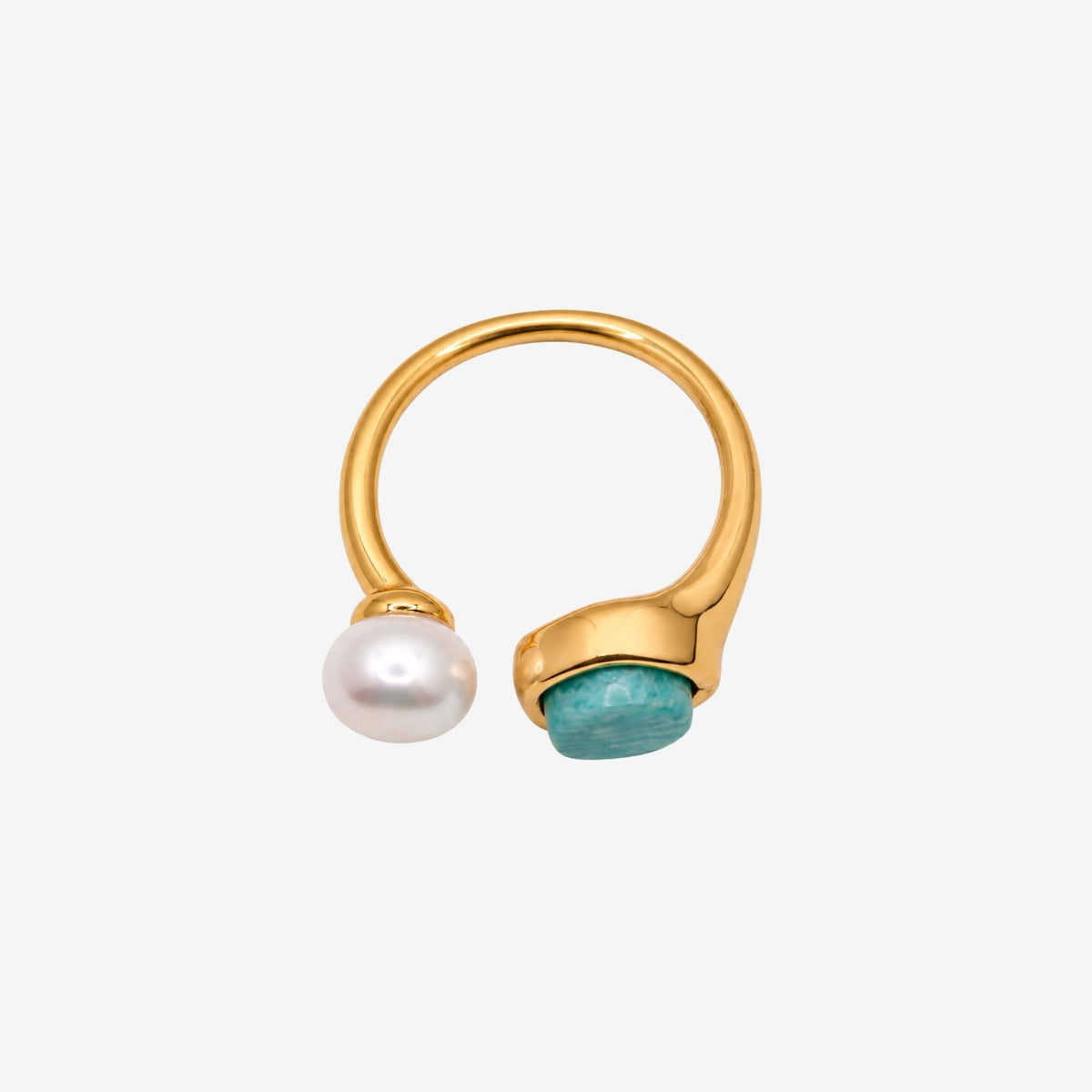 Shinju Pearl and Amazonite Stone Ring