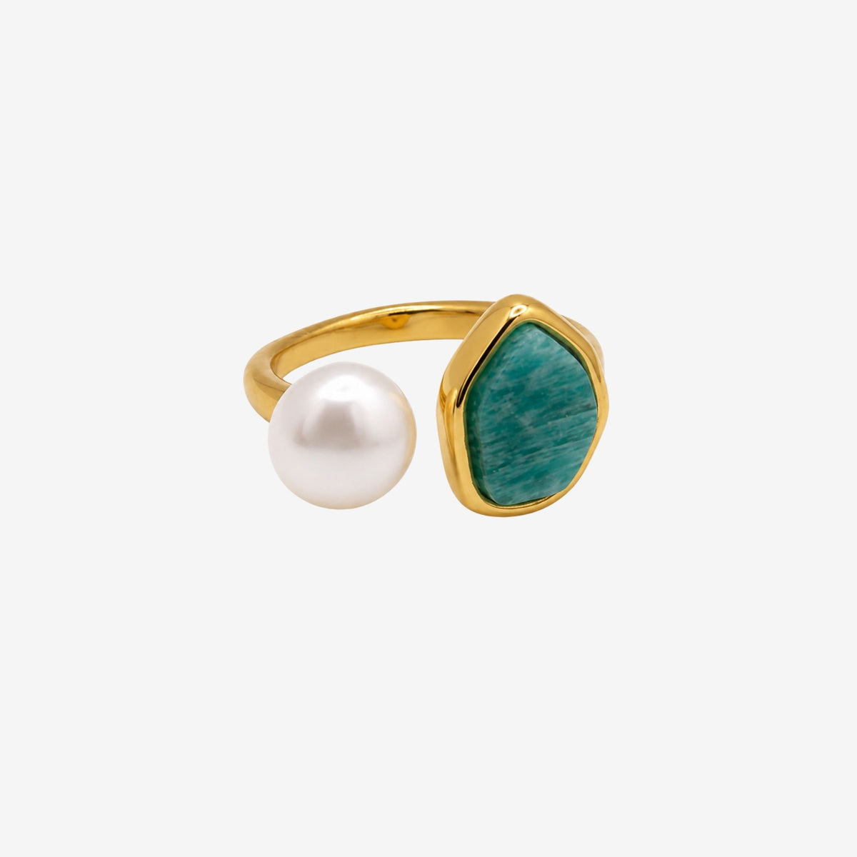 Shinju Pearl and Amazonite Stone Ring
