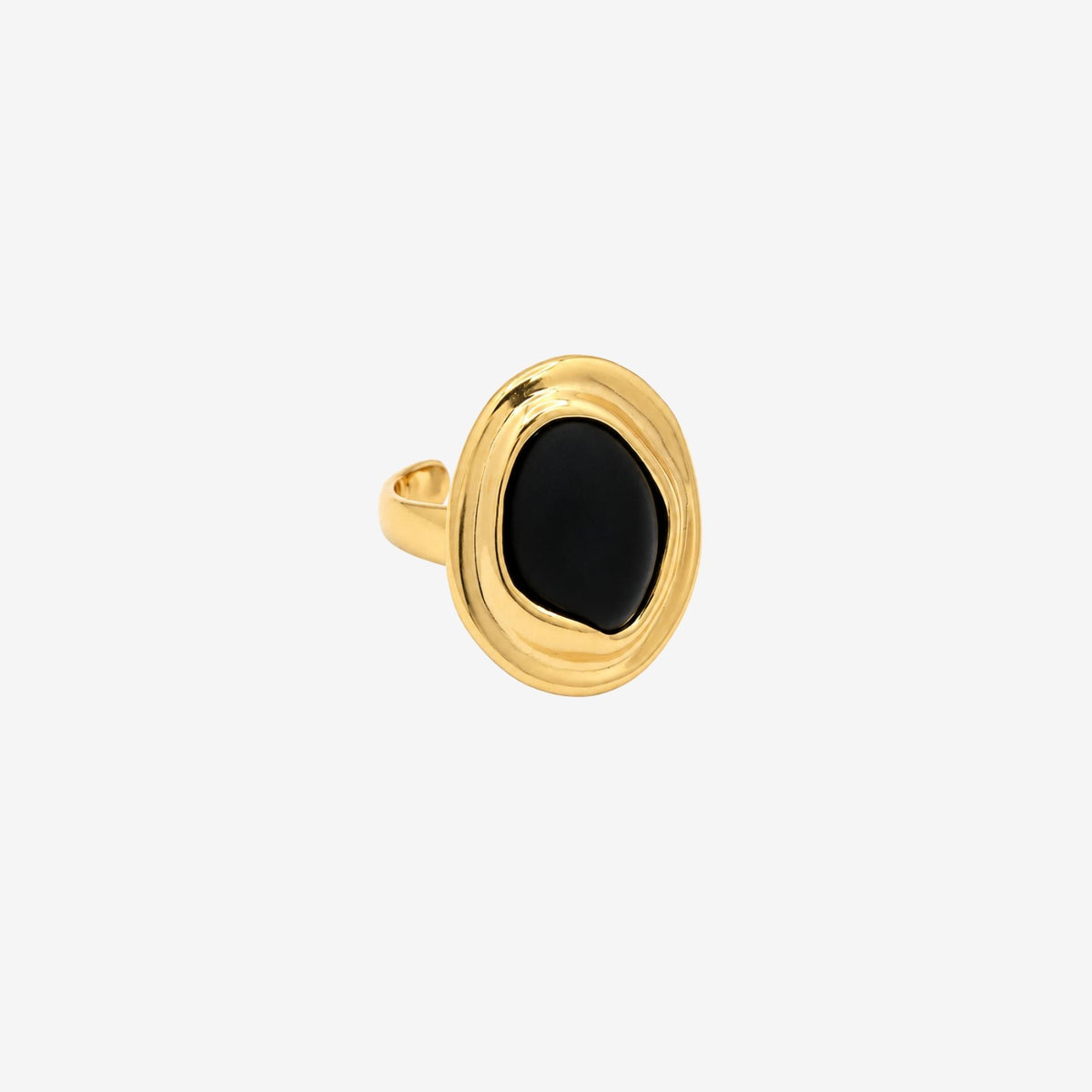 Enso Black Onyx And Molten Gold Ring
