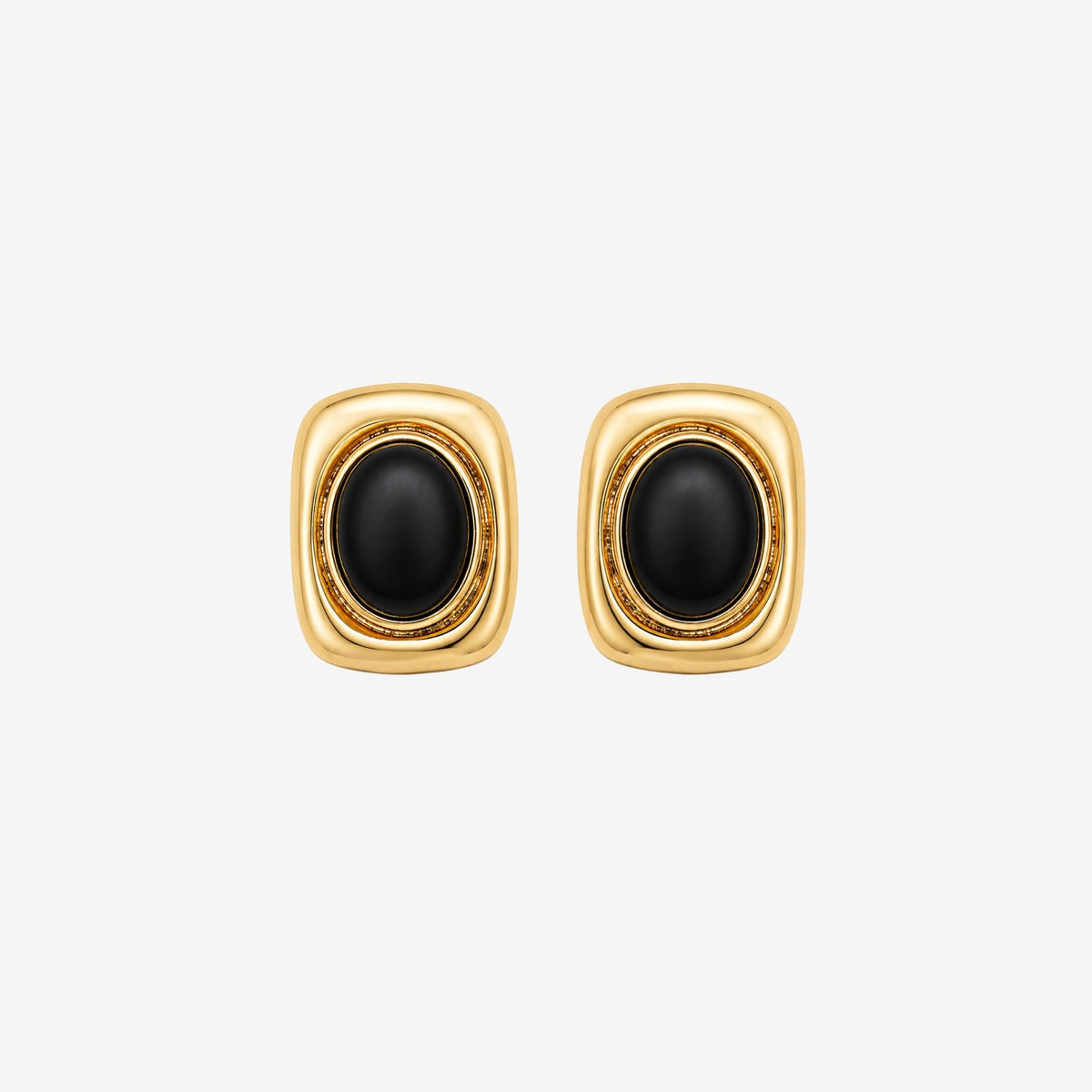 Enso Black Onyx and Gold Stud Earrings