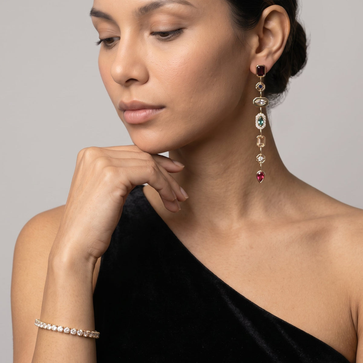 Hanabi Multi Stone Drop Earrings
