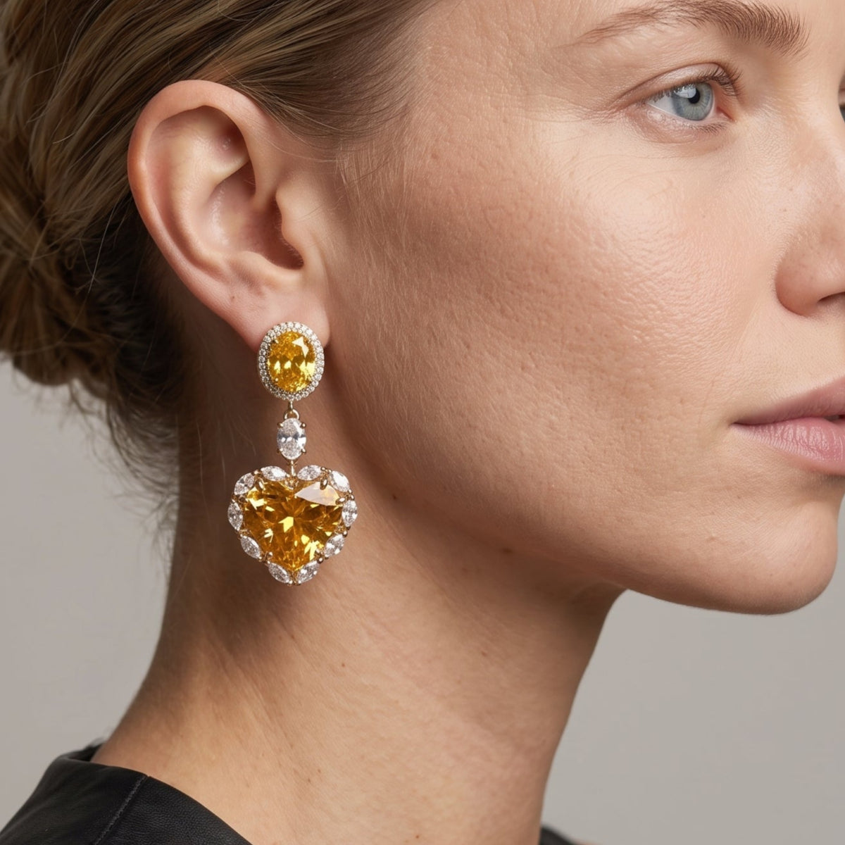 Kokoro Yellow Stone Heart Earrings