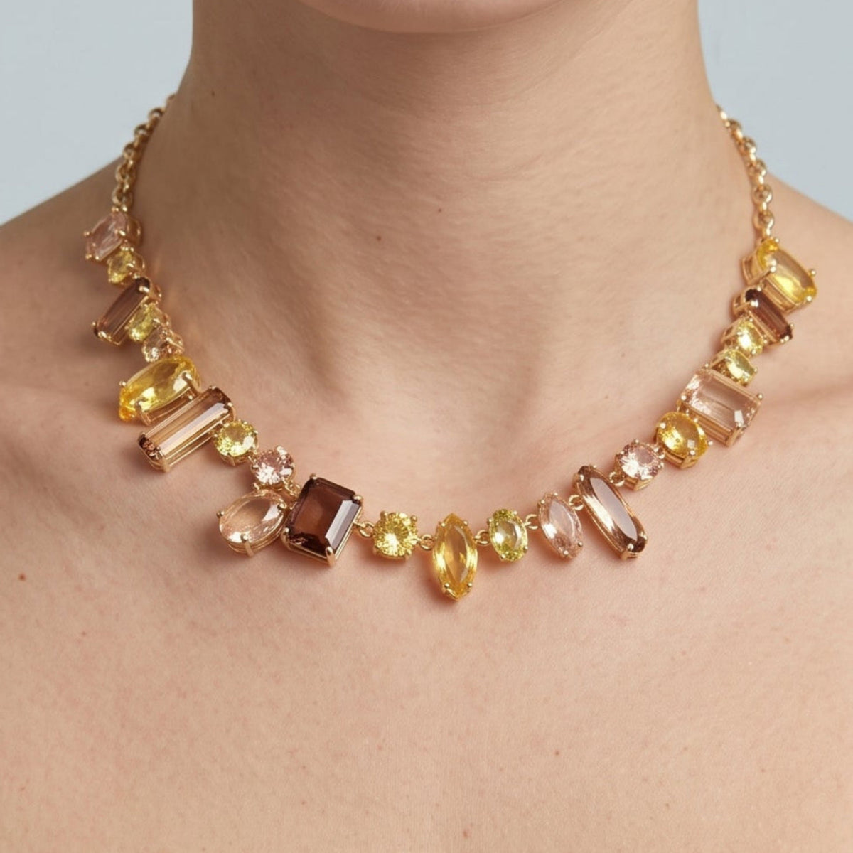 Hanabi Mixed Gold Stone Necklace