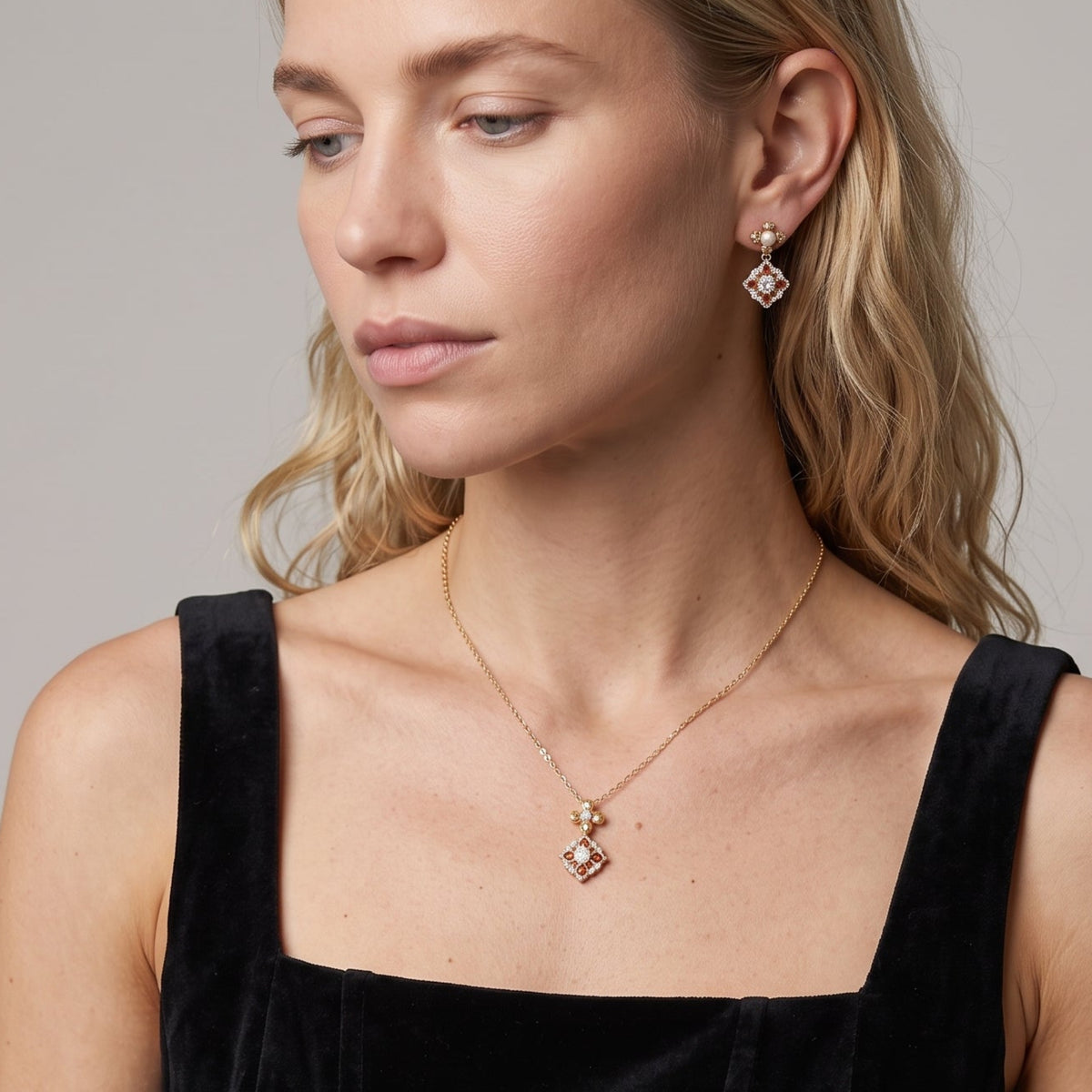 Kinmokusei Solid 925 Silver with 18K Gold Vermeil and Pearl Necklace