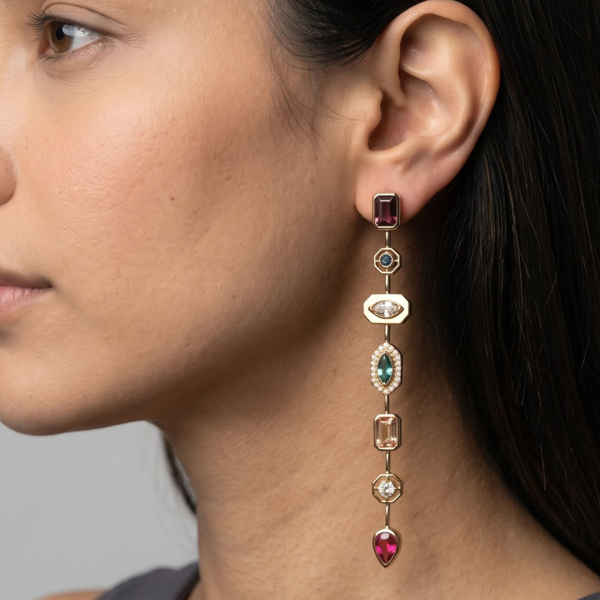 Hanabi Multi Stone Drop Earrings