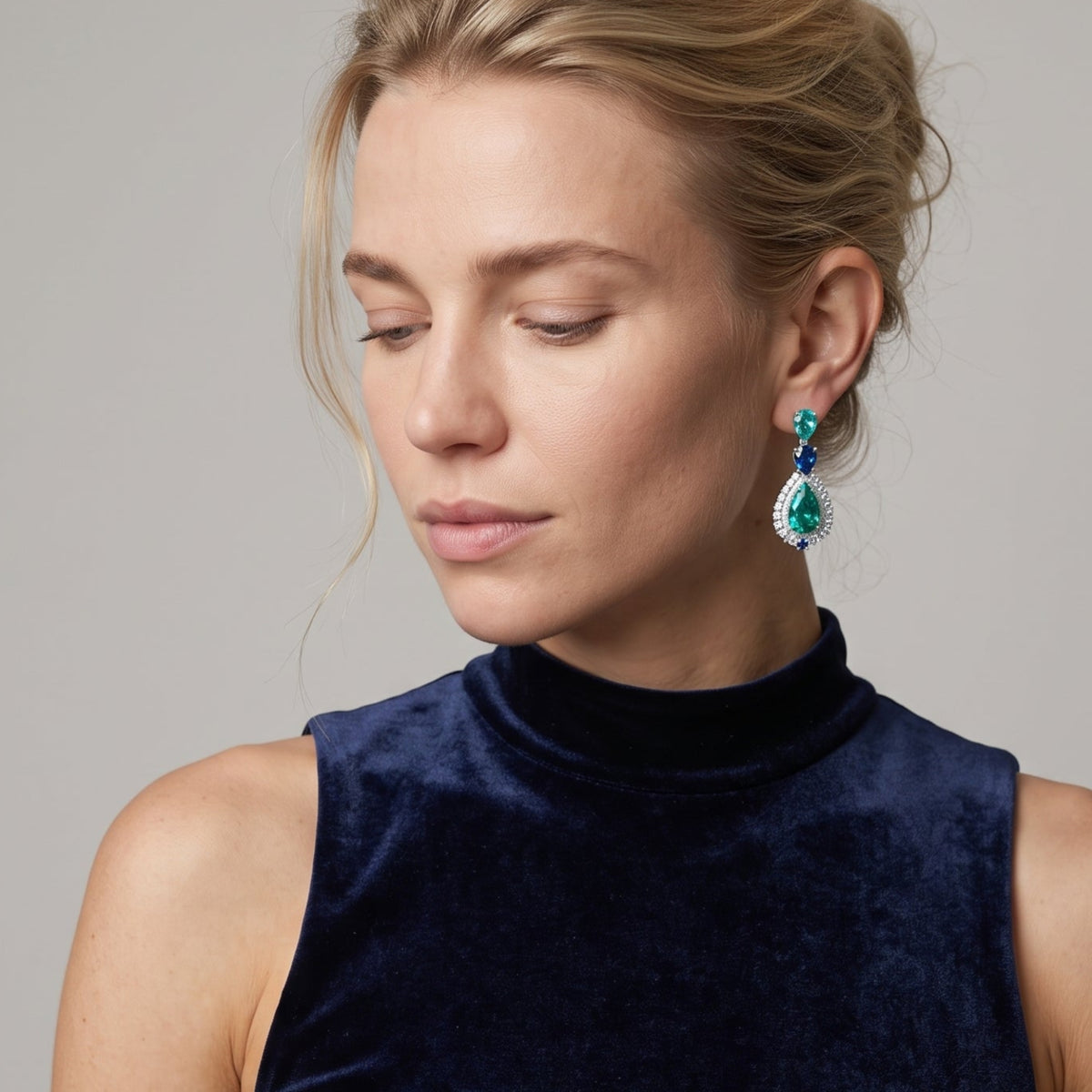 Hanabi Jade and Blue Stone Drop Earrings