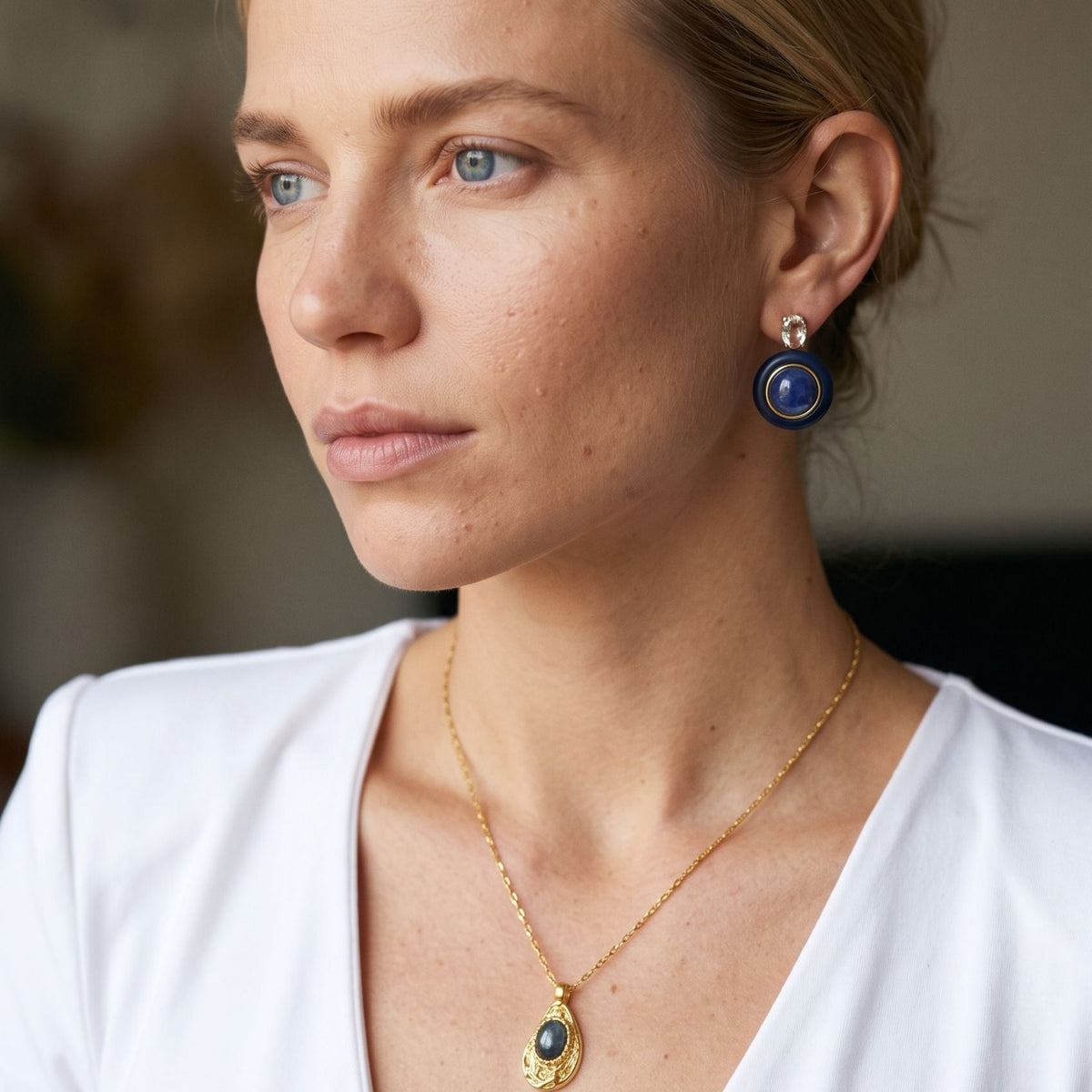 Enso Gold and Malachite Stone Necklace