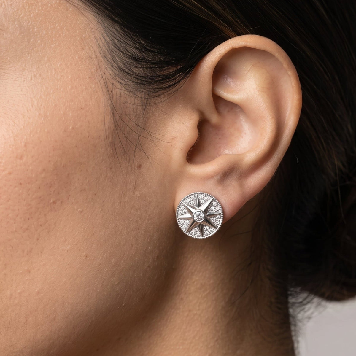 Enso Silver Star Pendant Necklace and Earrings Set
