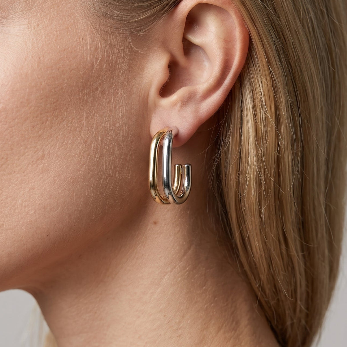Shikaki Mixed Metals Double Hoop Earrings