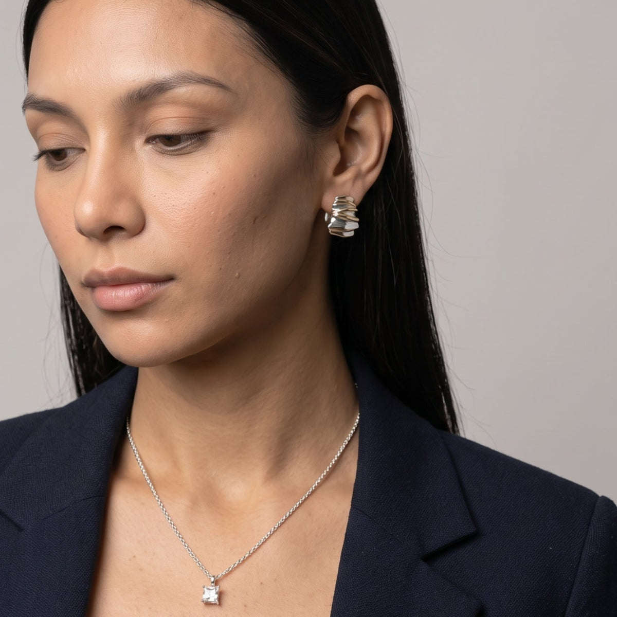 Nami Mixed Metals Wavy Hoop Earrings