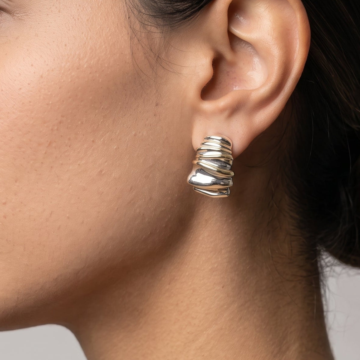 Nami Mixed Metals Wavy Hoop Earrings