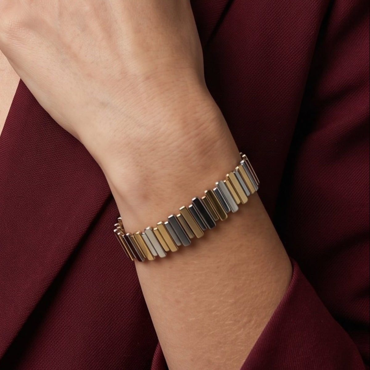 Shikaku Mixed Metals Cuff Bangle