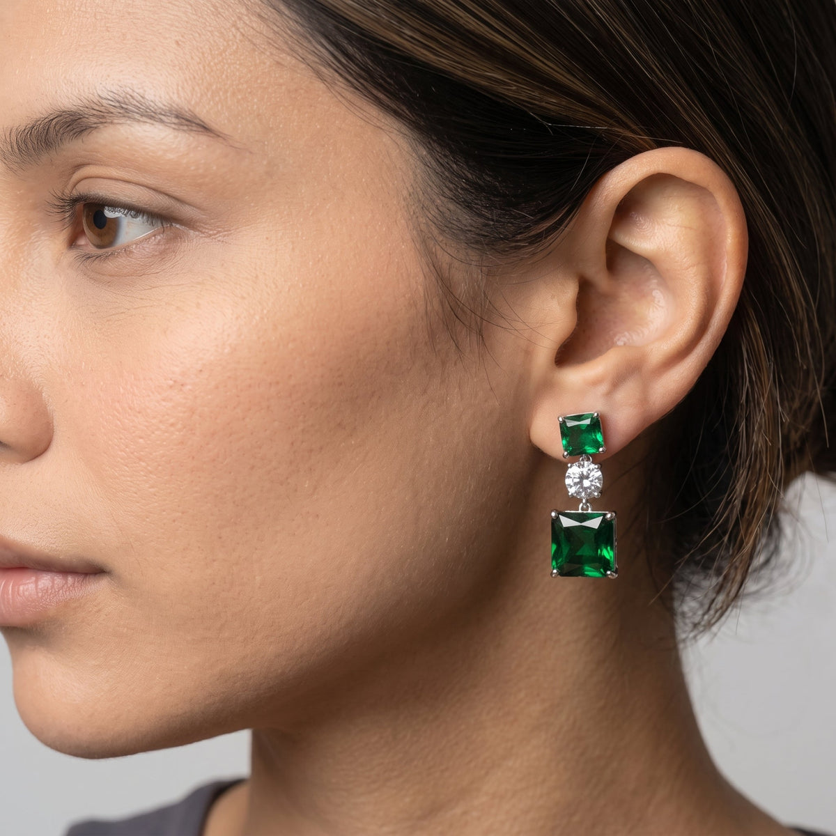 Shikaku Green Stone Drop Earrings