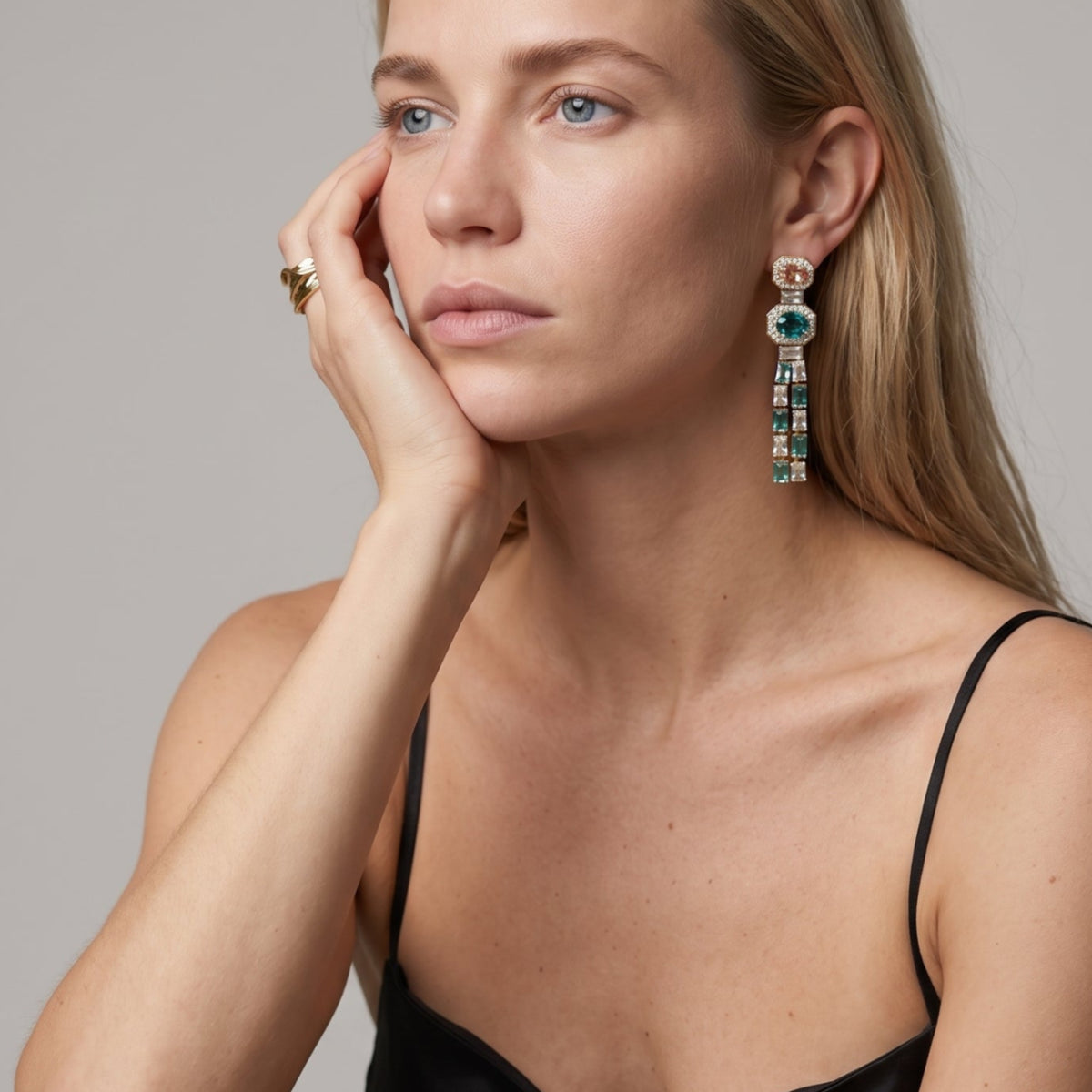 Hanabi Mint and Peach Stone Drop Earrings