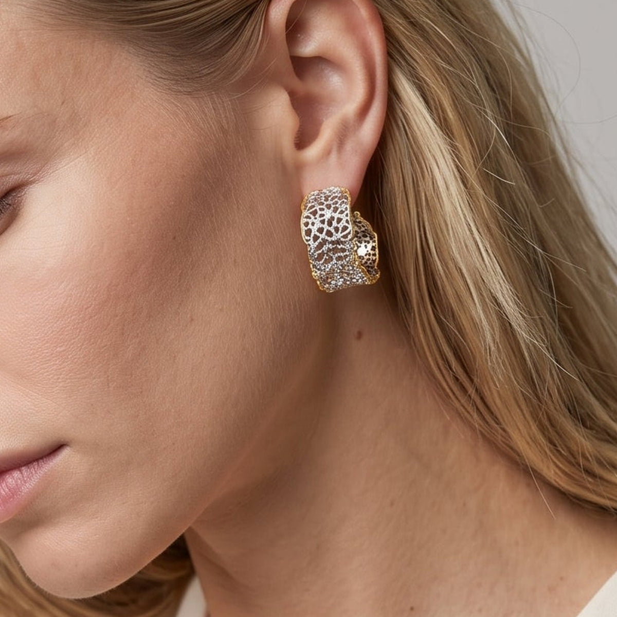 Kin Mixed Metal Filigree Hoops