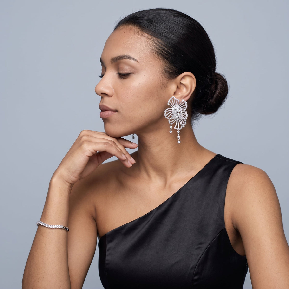 Kinmokusei Silver Sculptural Flower Statement Earrings