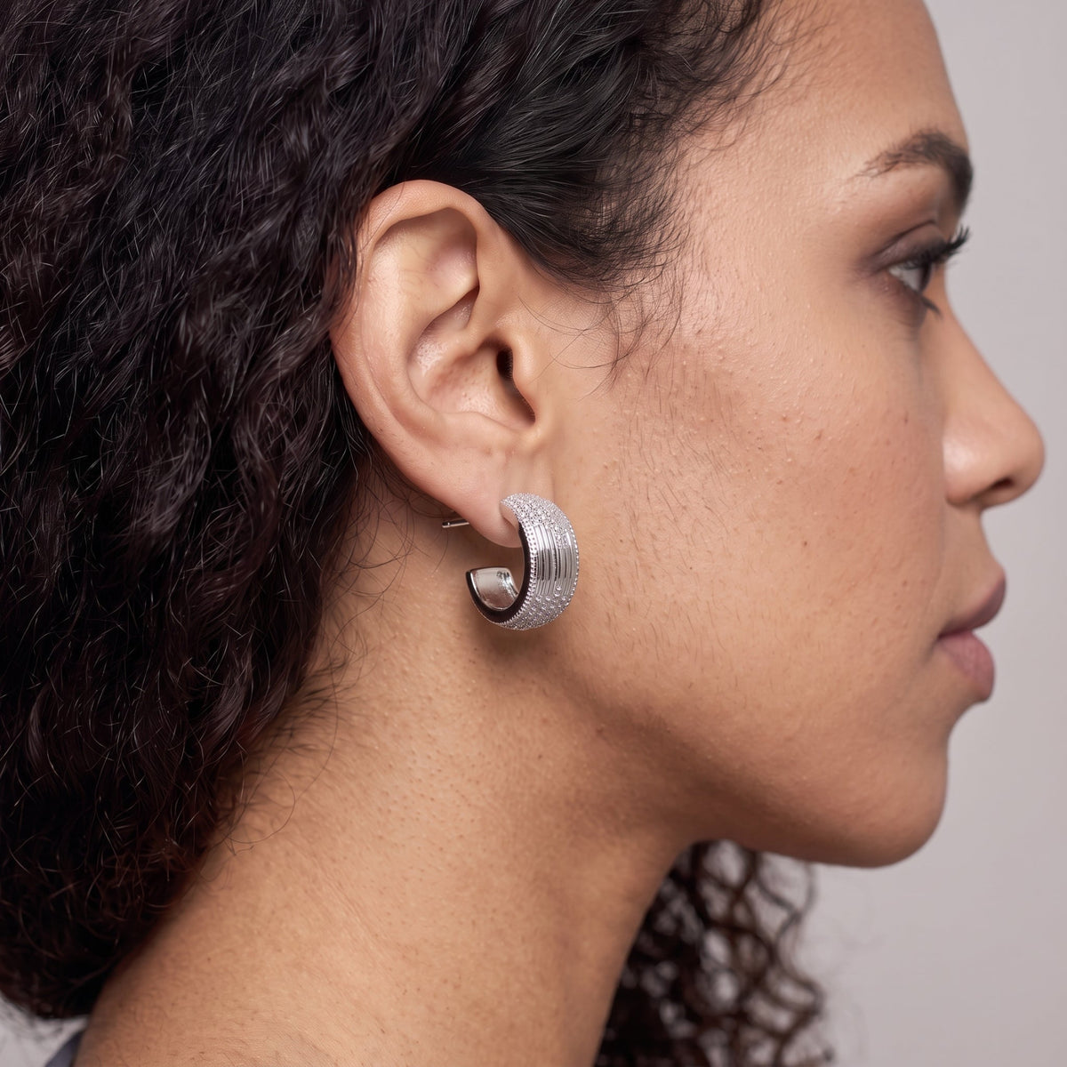 Enso Silver Stone Hoop Earrings