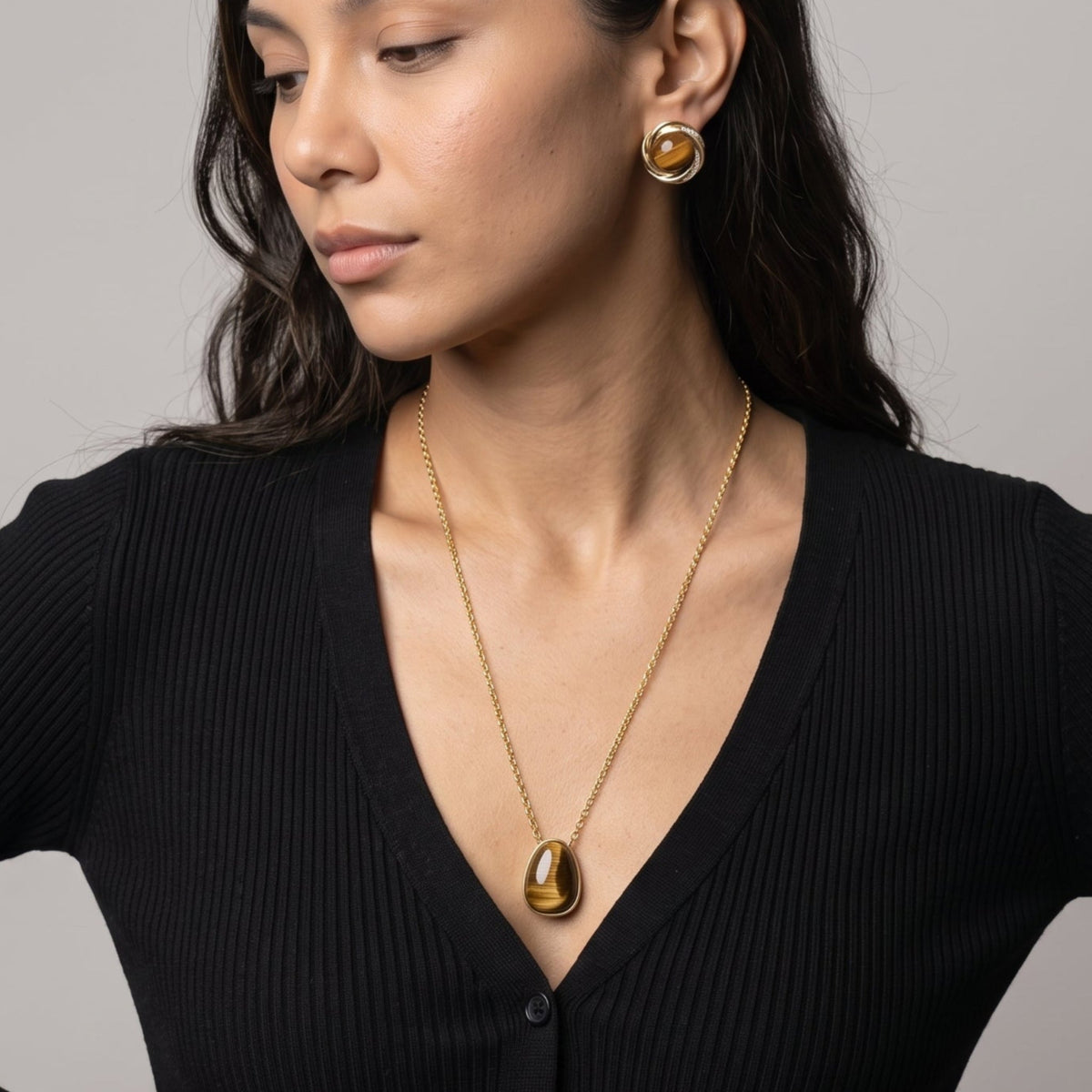 Nekomeishi Tigers Eye Pendant Necklace
