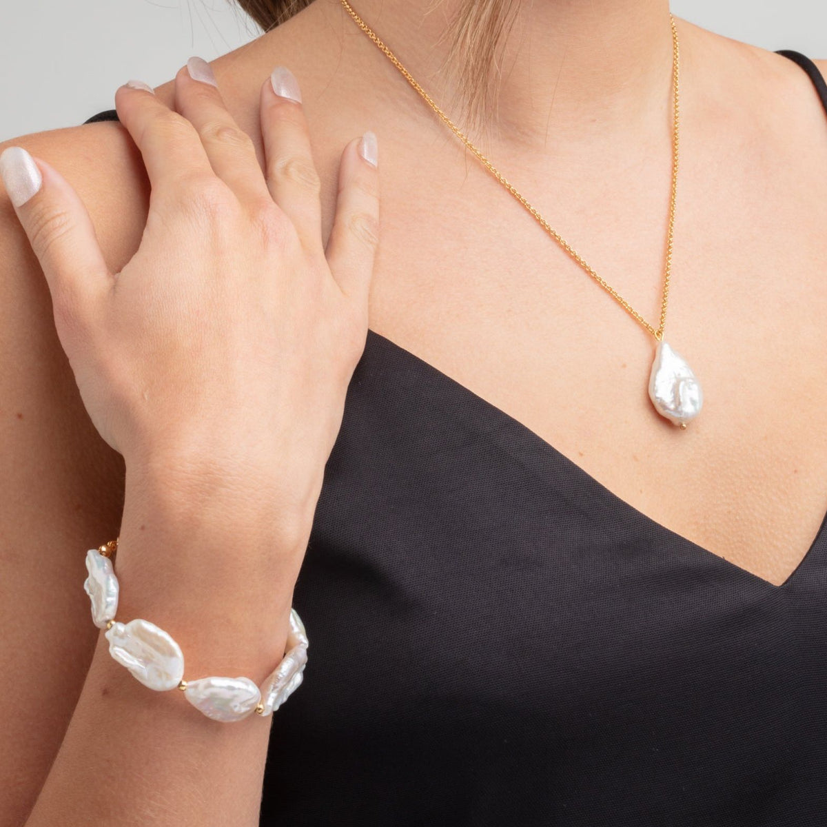 Shinju Gold Baroque Pearl Bracelet 18K Gold Plated 18K Gold Plated by Uchi & Soto Jewellery